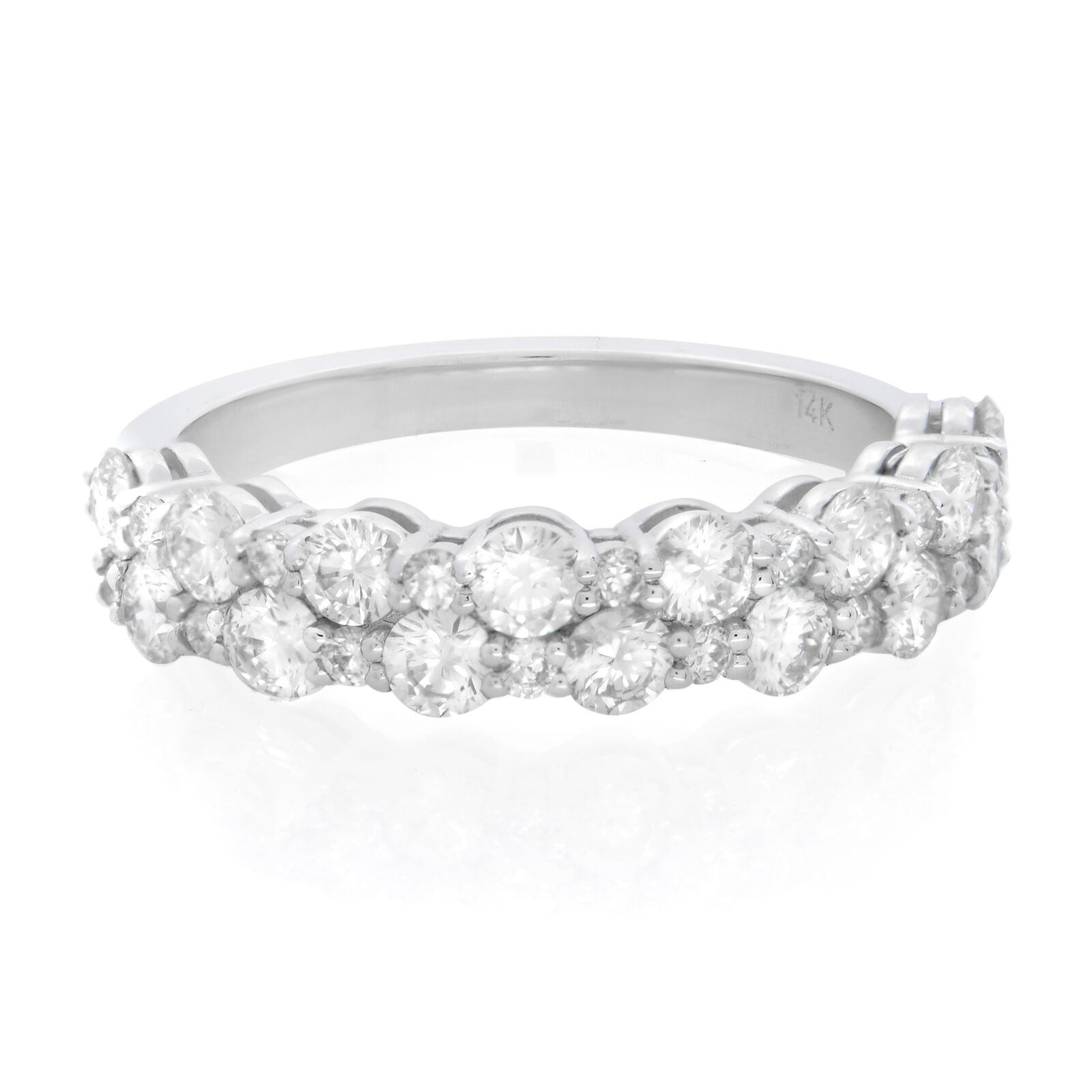 True 14K White Gold Diamond Half Way Band Size 6.5 1.16cttw
