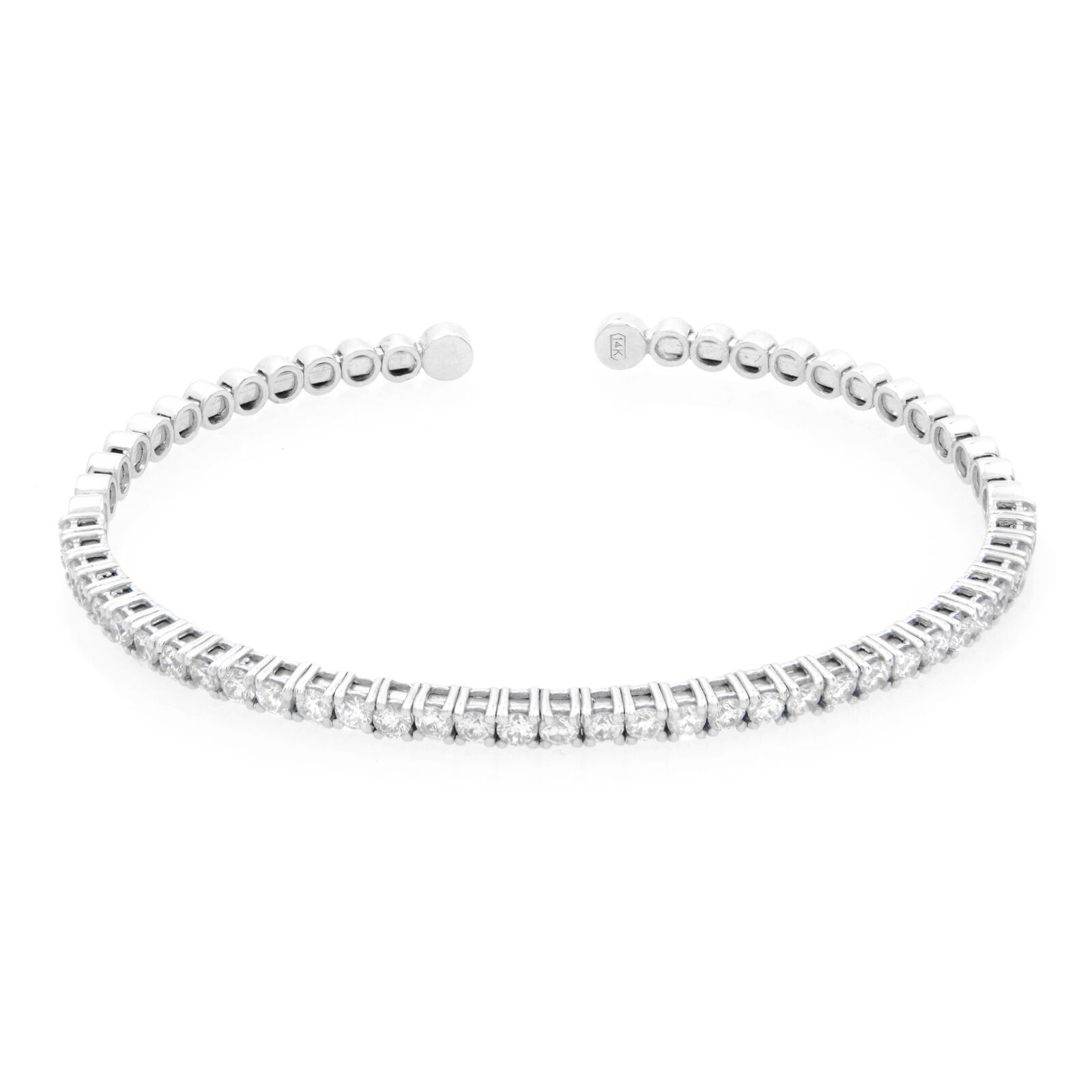 True 14K White Gold Diamond Ladies Cuff Bracelet 1.88cttw 
