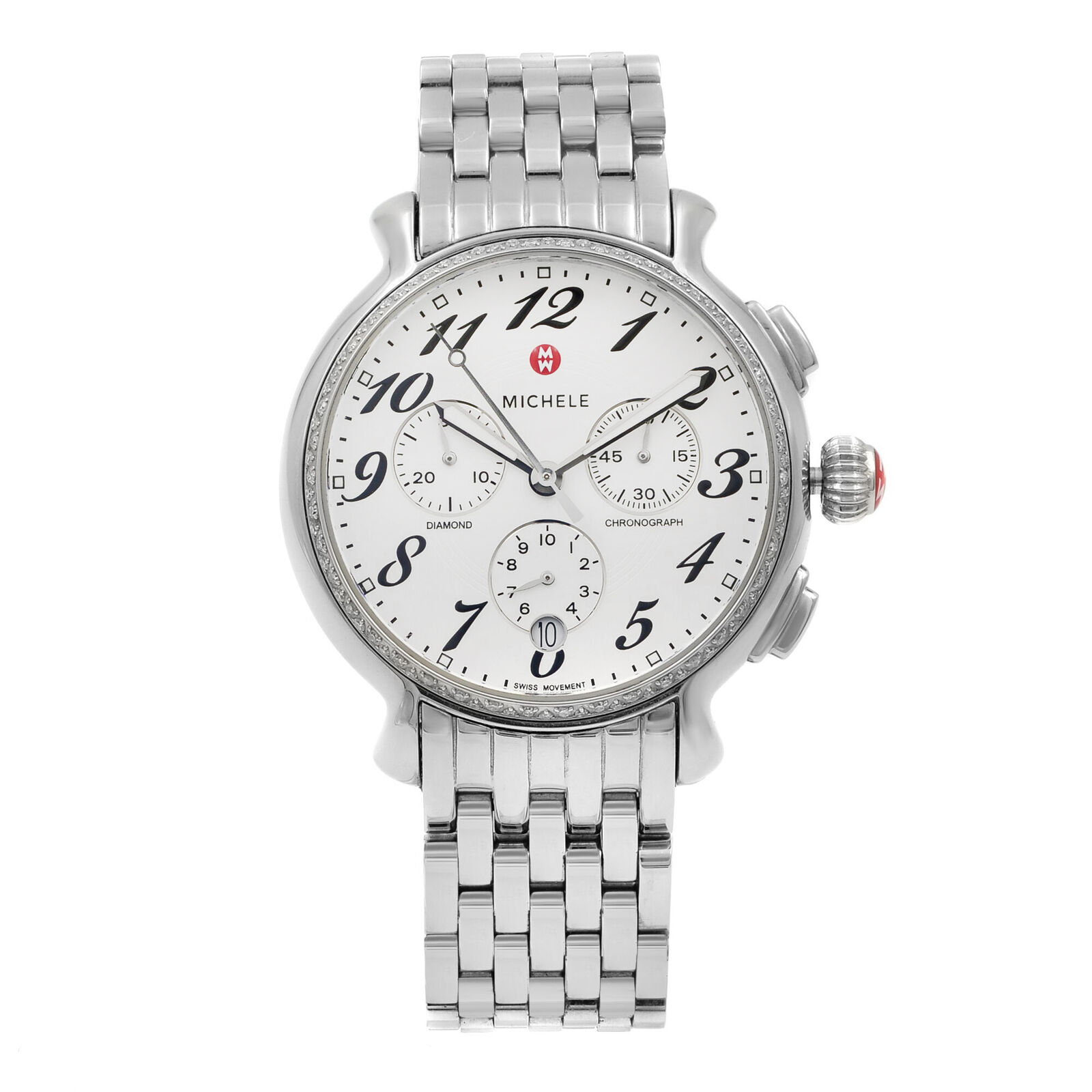 Michele Fluette Chronograph Diamond Steel Quartz Ladies Watch MWW24A000001