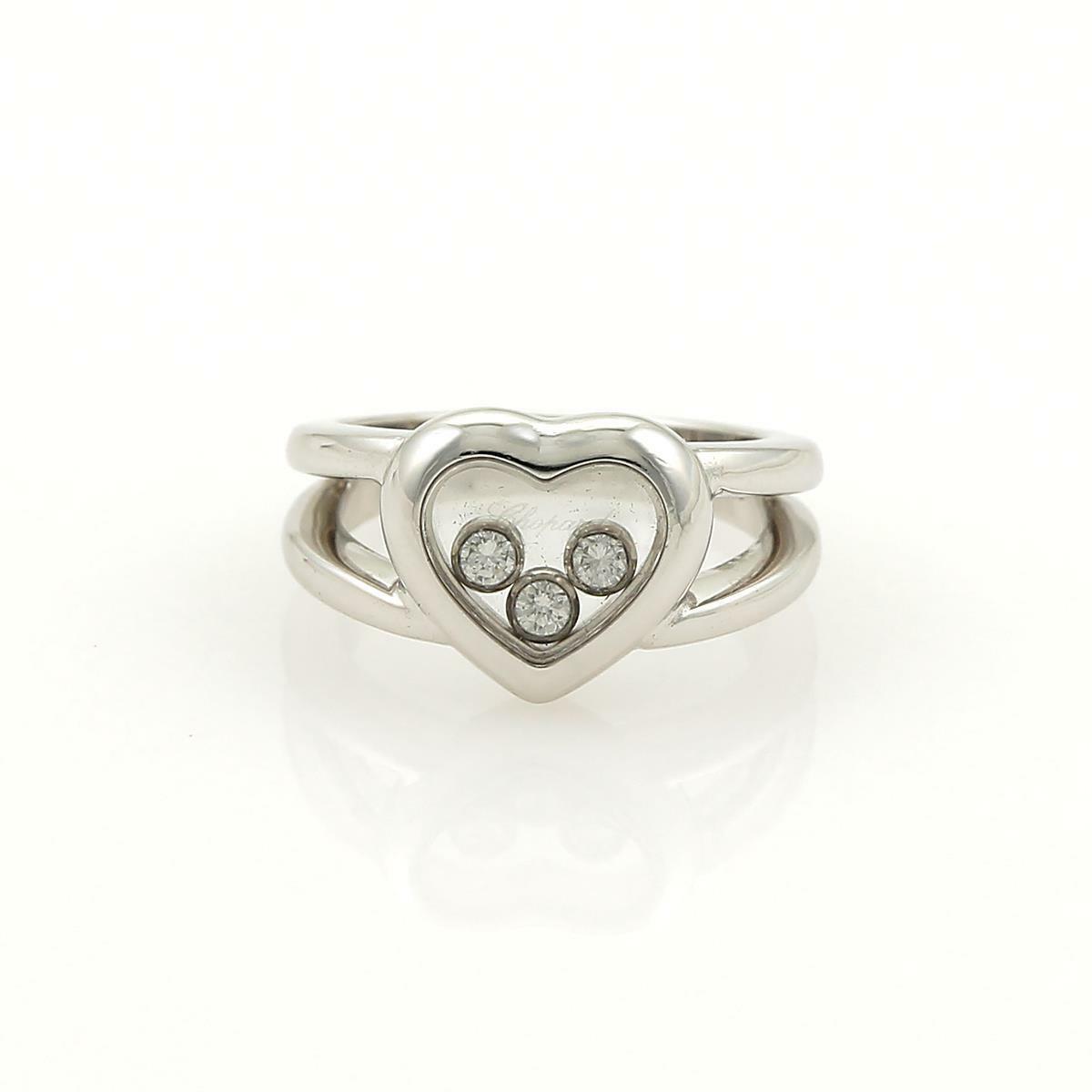 Chopard Happy Diamonds 18k White Gold Heart Ring Size 4