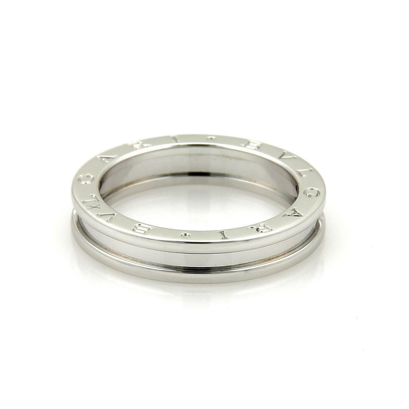 Bvlgari Bulgari B Zero-1 Single 4.5mm Band Ring in 18k White Gold Size 56