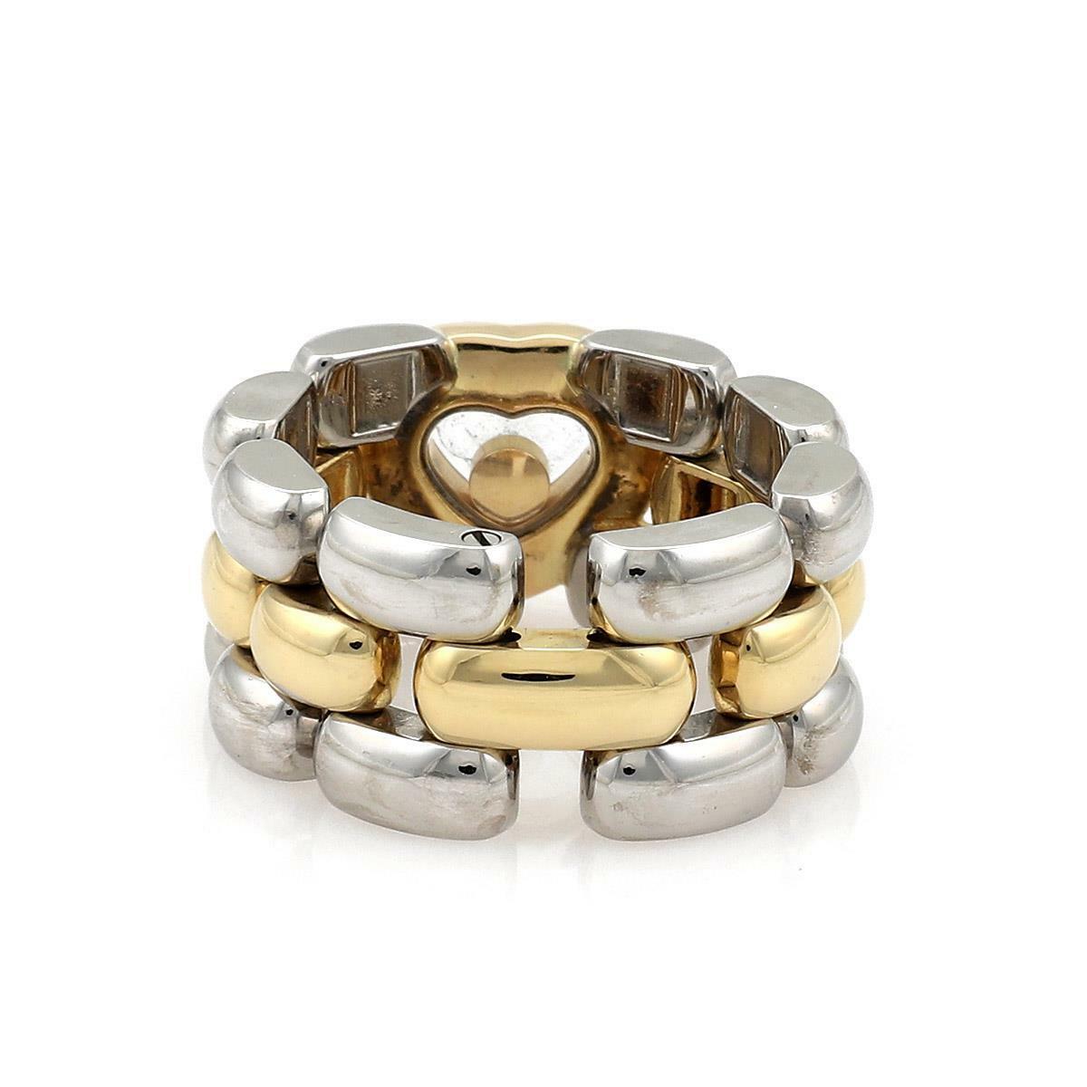 Chopard Happy Diamond 18k YGold  Steel Heart Panther Link Flex Band Ring