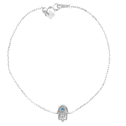 True Diamond Hamsa Bracelet 14k White Gold 0.15cttw