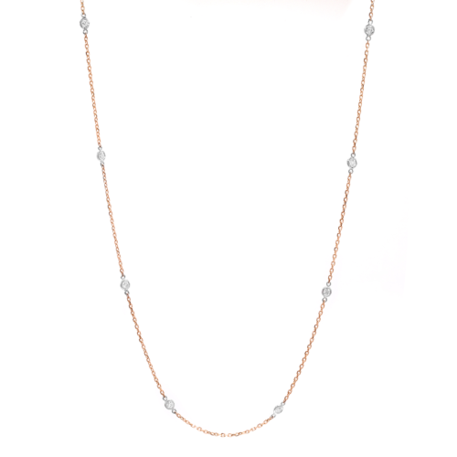 True Diamond By The Yard Necklace 14K Rose and White Gold 0.54cttw