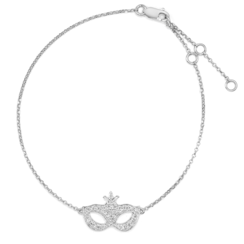 True Diamond Masquerade Mask Simple Chain Bracelet 0.23cttw