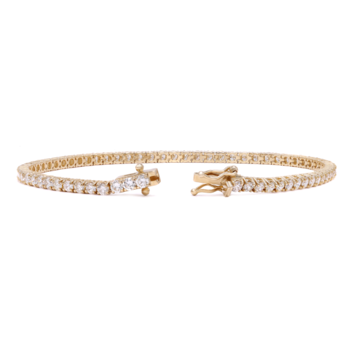 True Prong Set Diamond Tennis Bracelet 14K Yellow Gold 3.40Cttw 7 Inches