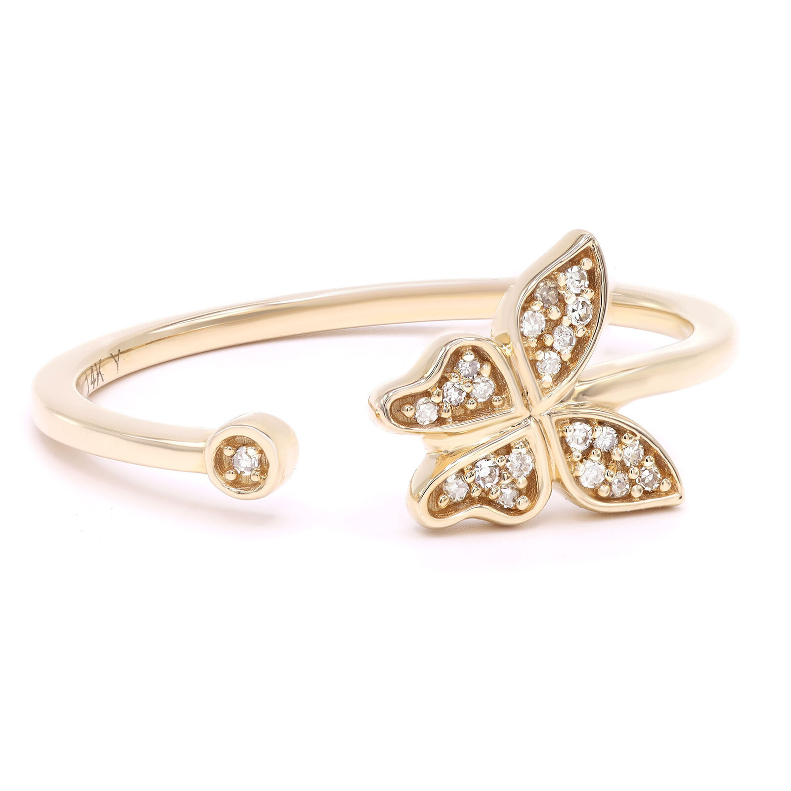 True Butterfly Diamond Ring 14K Yellow Gold 0.04cttw Size 7