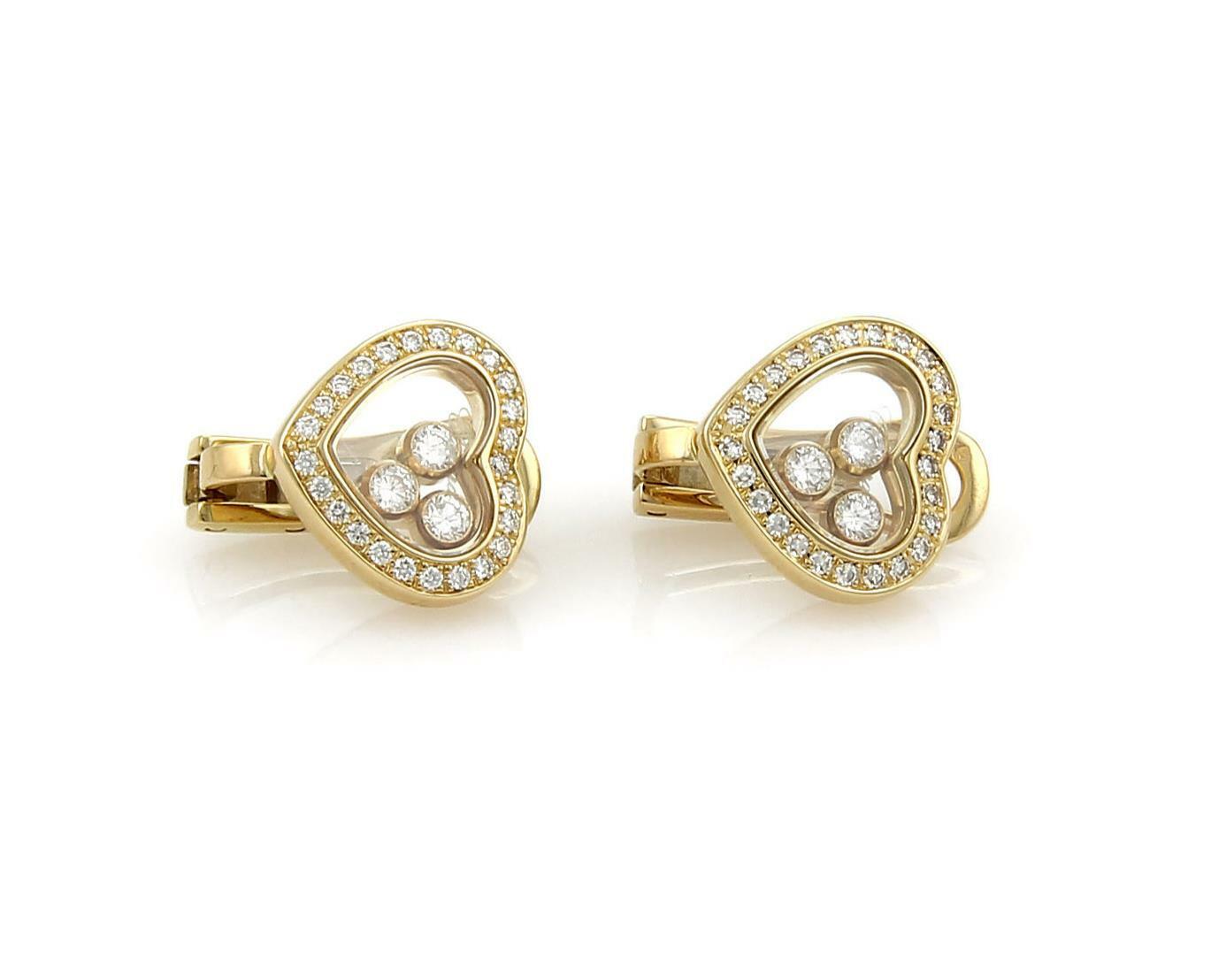 Chopard Happy Diamond 18k Yellow Gold Heart Clip On Non Pierced Earrings