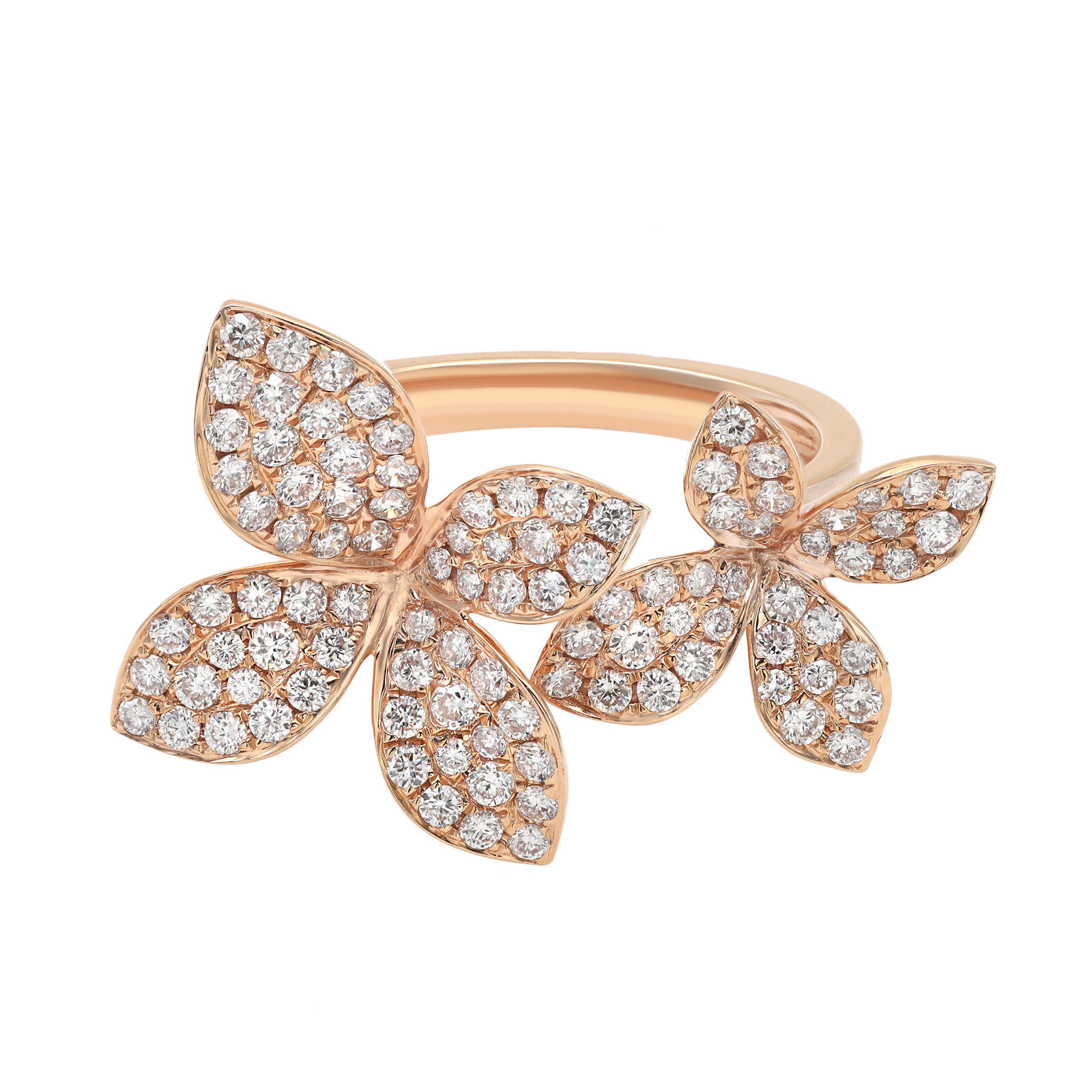 True Diamond Double Flower Cocktail Ring
