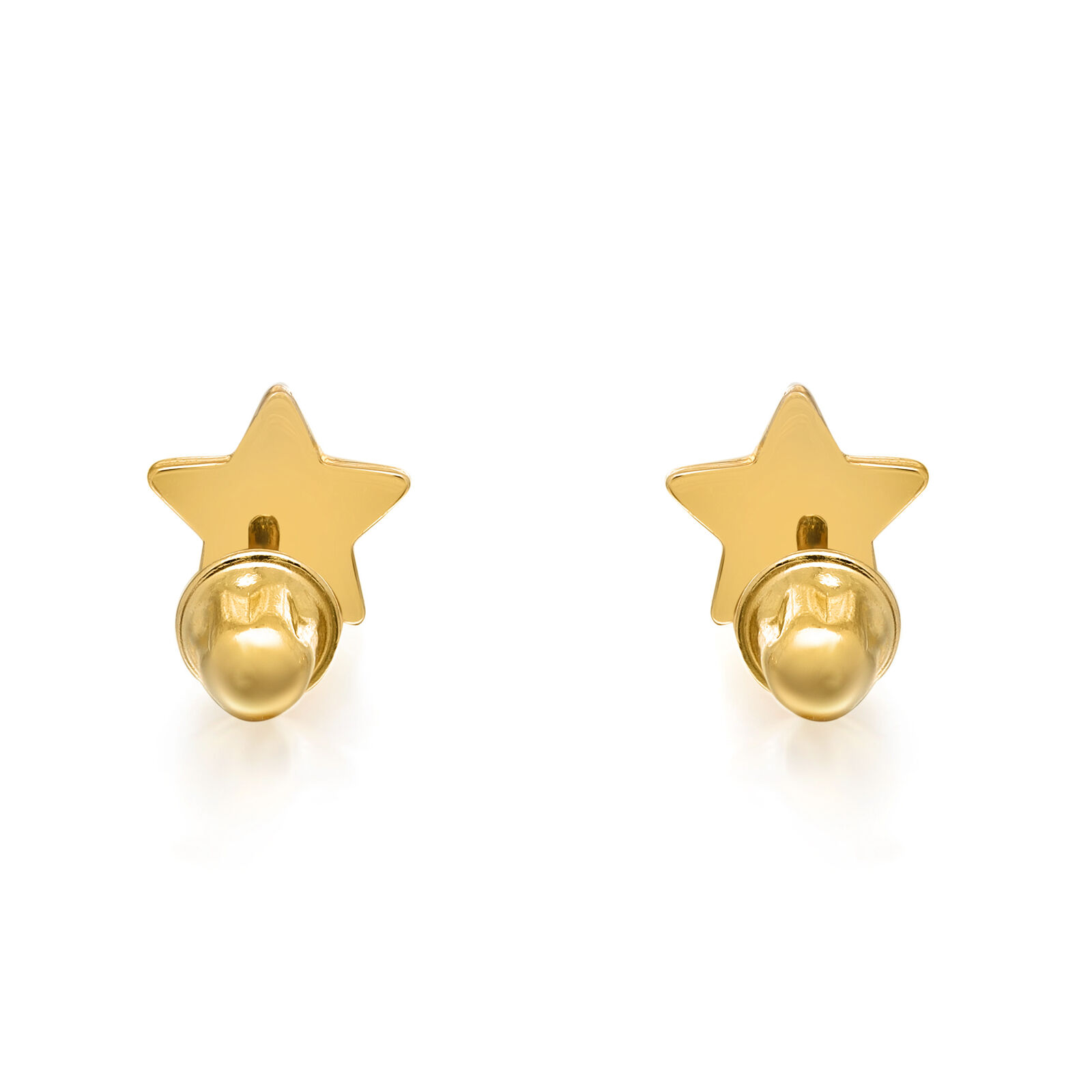 True Tiny Star Stud Earrings Screw Back 14k Yellow Gold