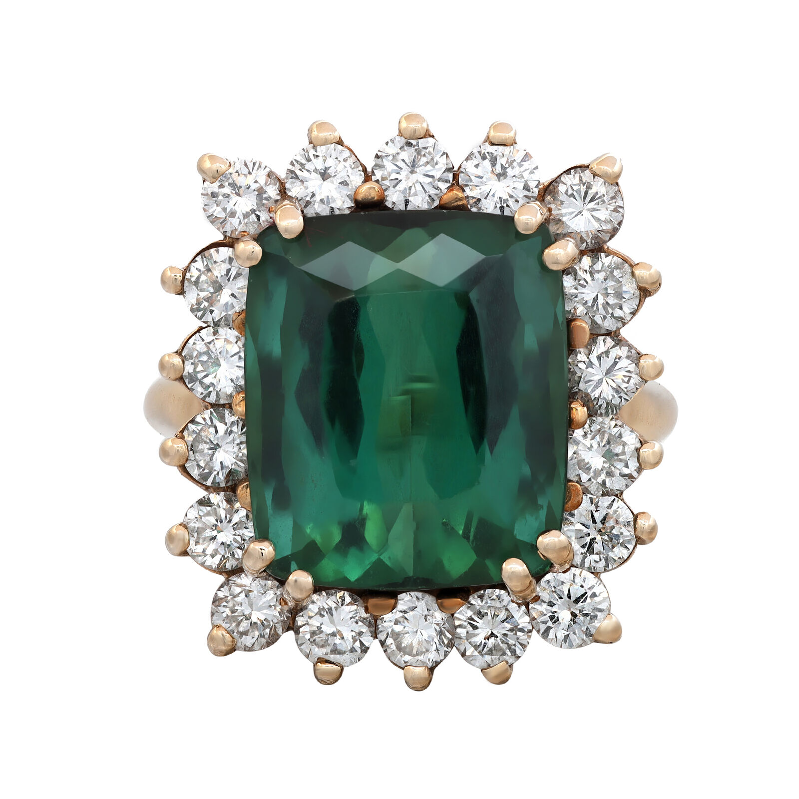 True 8.53Cts Green Tourmaline  1.80Cts Diamond Ring