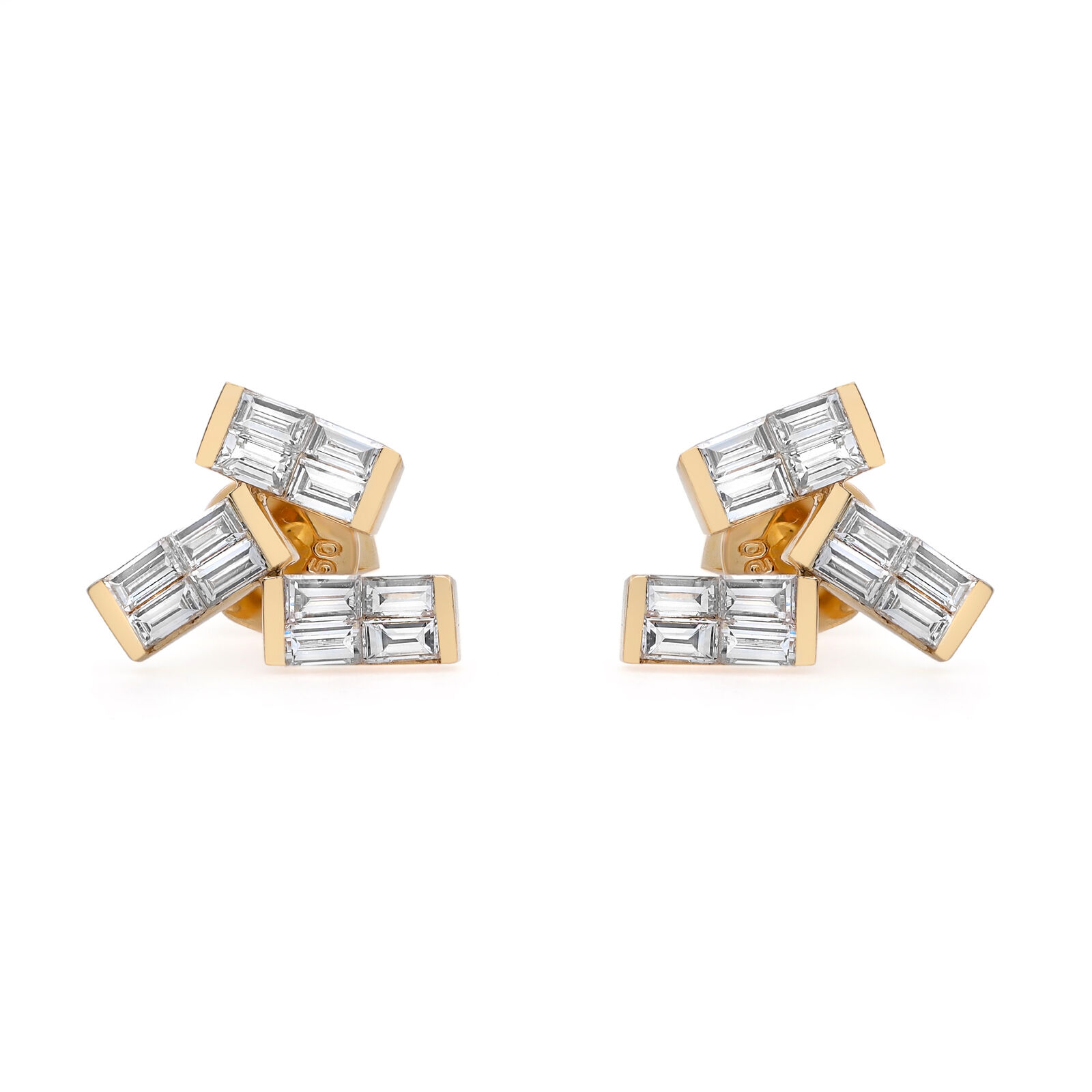 True 0.83Cttw Baguette Cut Diamond Stud Earrings