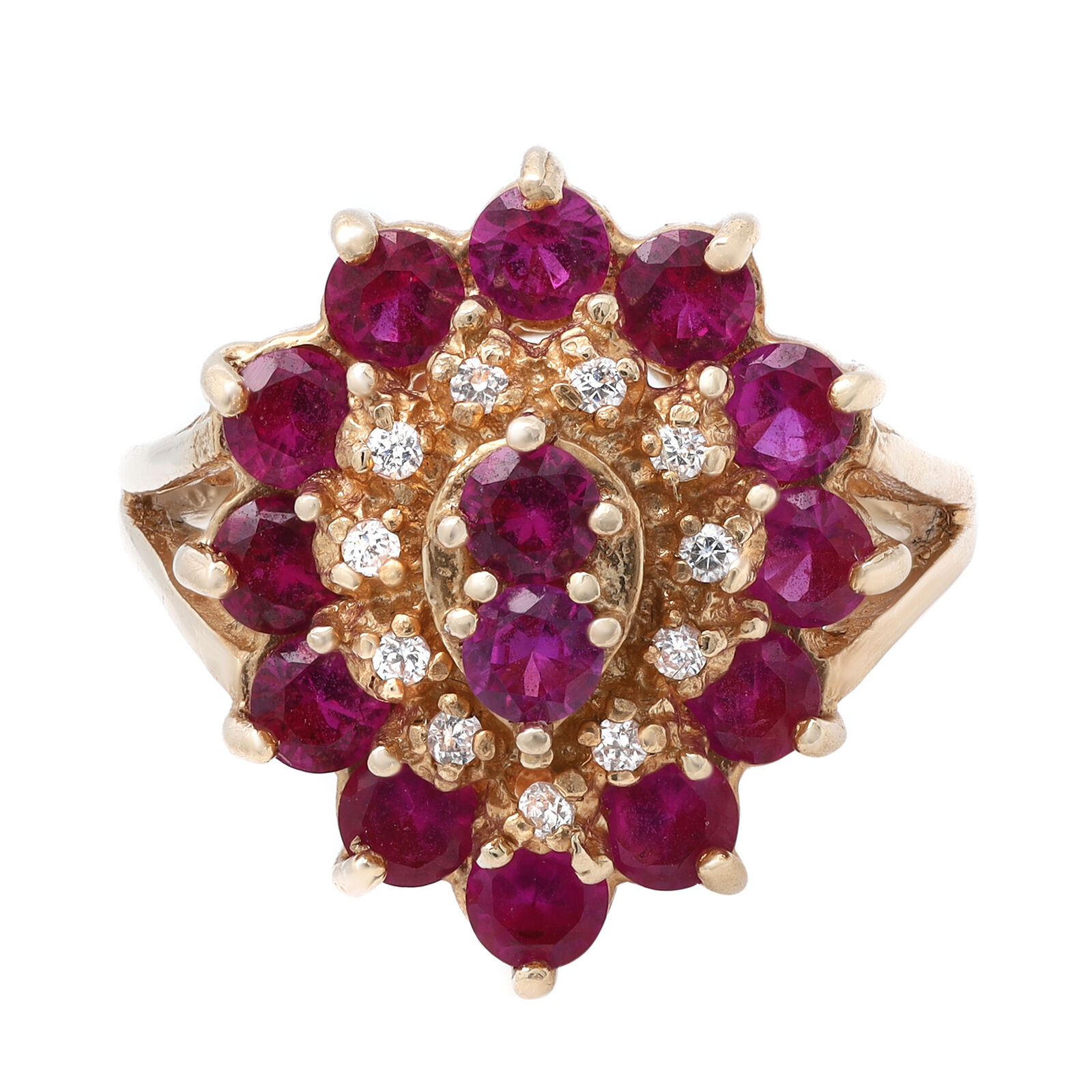 True Synthetic Ruby  Diamond Cocktail Ring