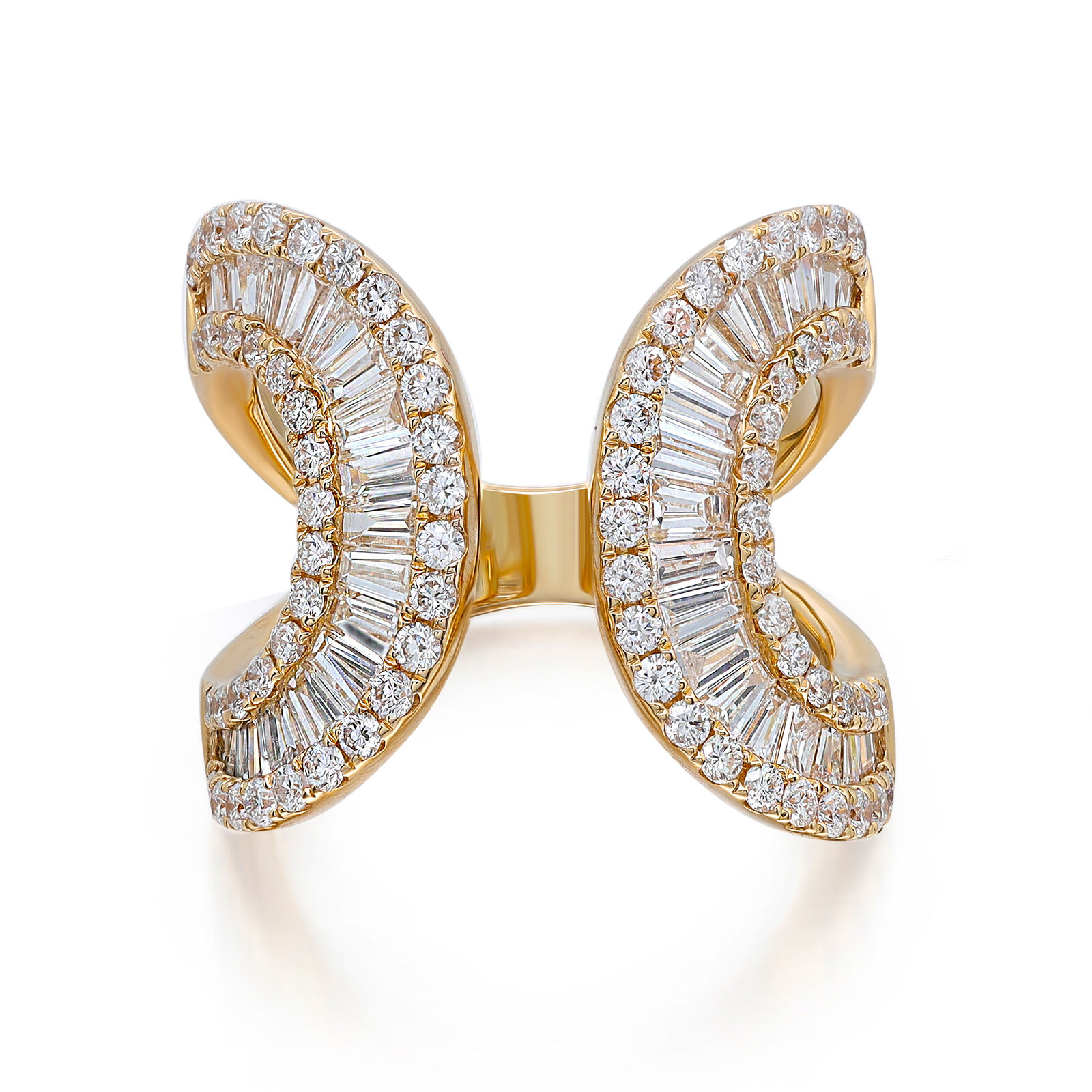 True 2.61cttw Baguette  Round Cut Diamond Wide Open Ring