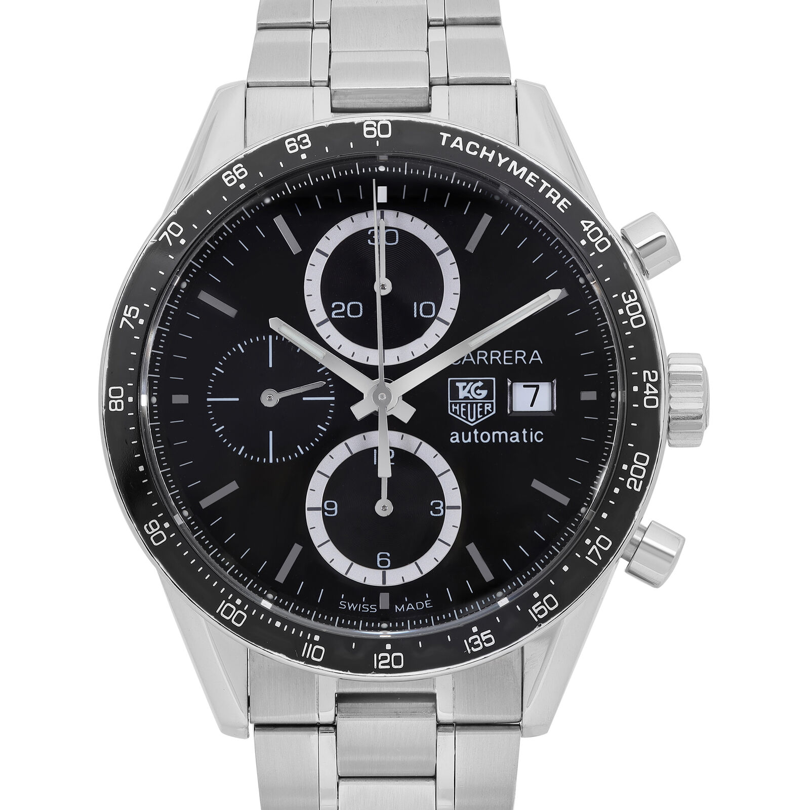 Tag Heuer Carrera Steel Chronograph Black Dial Automatic Men Watch