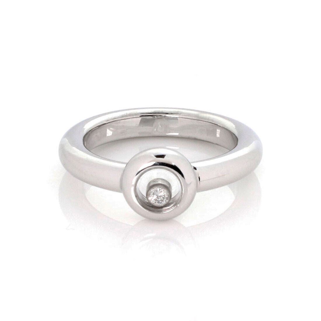 Chopard Happy Diamond 18k White Gold Floating Diamond Round Ring