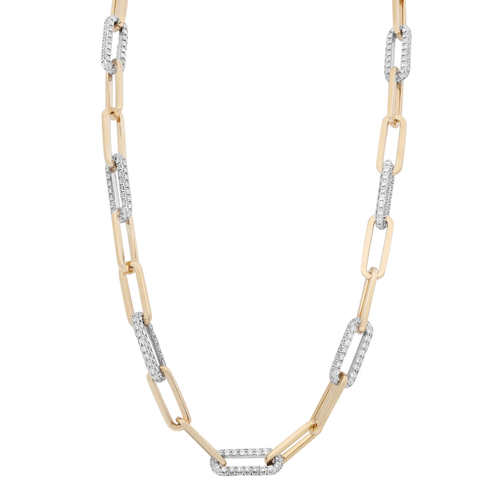 True 7.43Cttw Diamond Paper Clip Link Chain Necklace