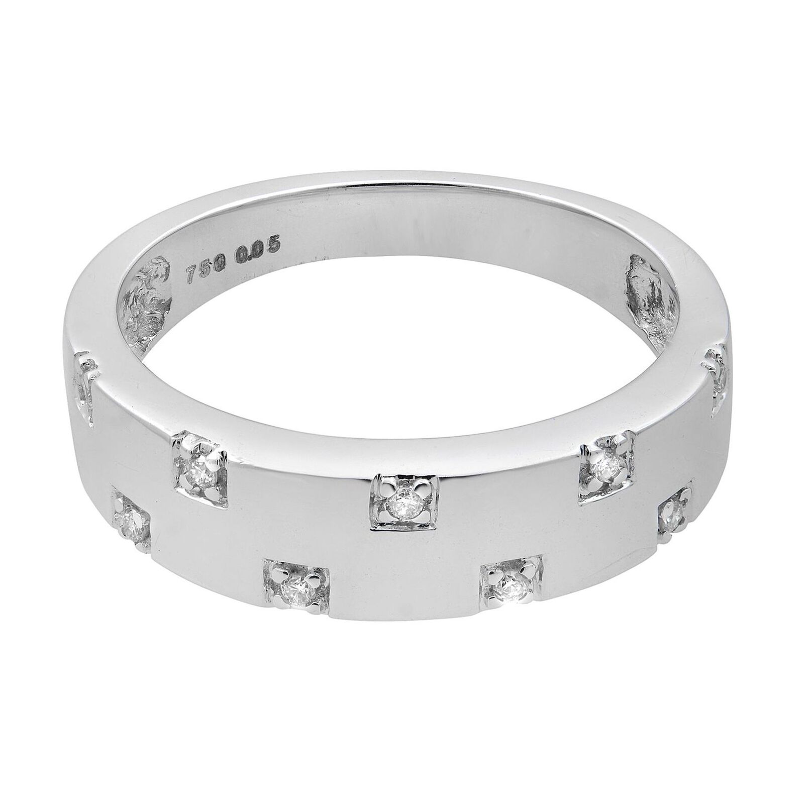 True 0.05Cttw Round Cut Diamond Band Ring 18K White Gold Size 7