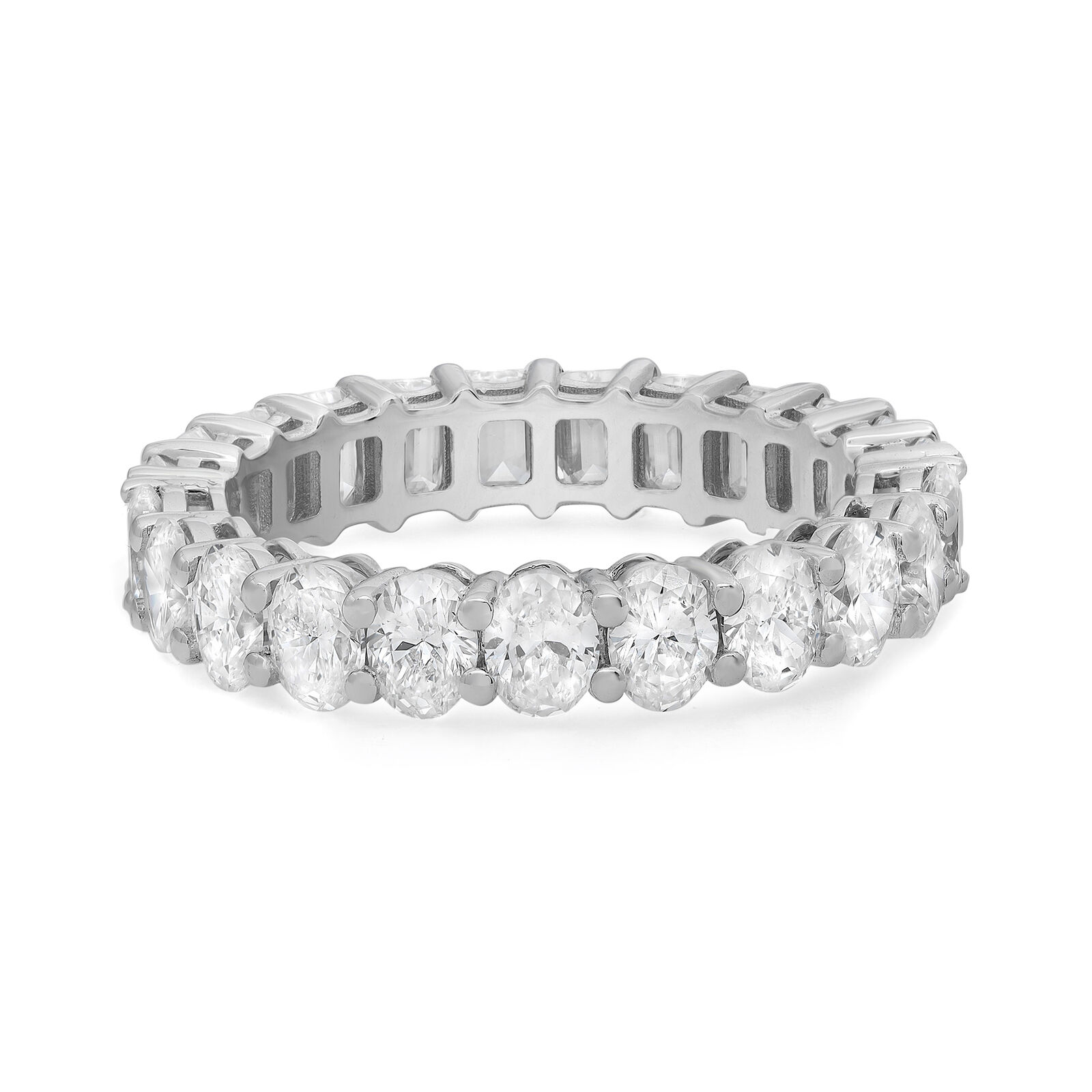 True 3.44Cttw Half Oval  Emerald Cut Diamond Eternity Band Ring