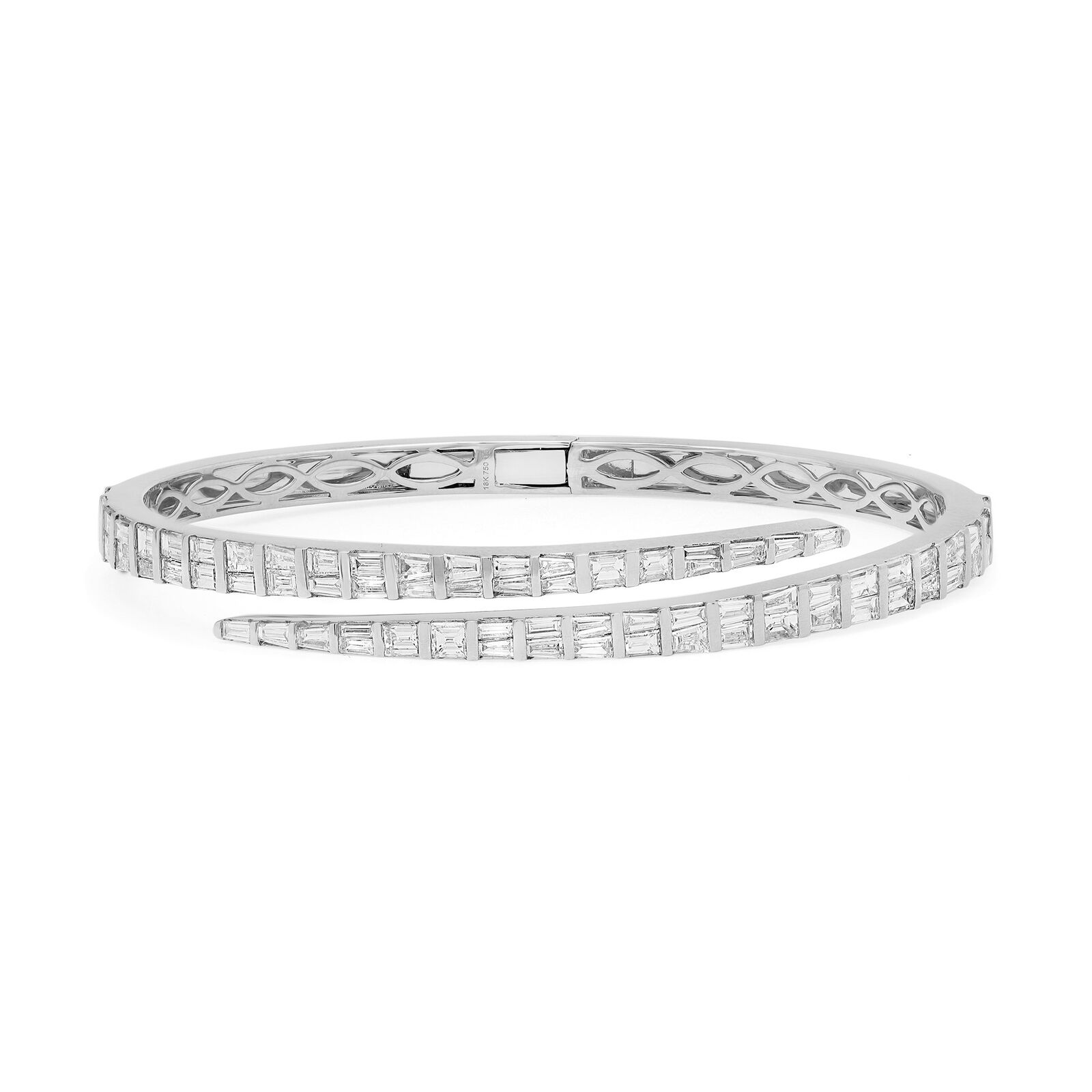 True 4.27Ctw Tapered Baguette Cut Diamond Bangle Bracelet
