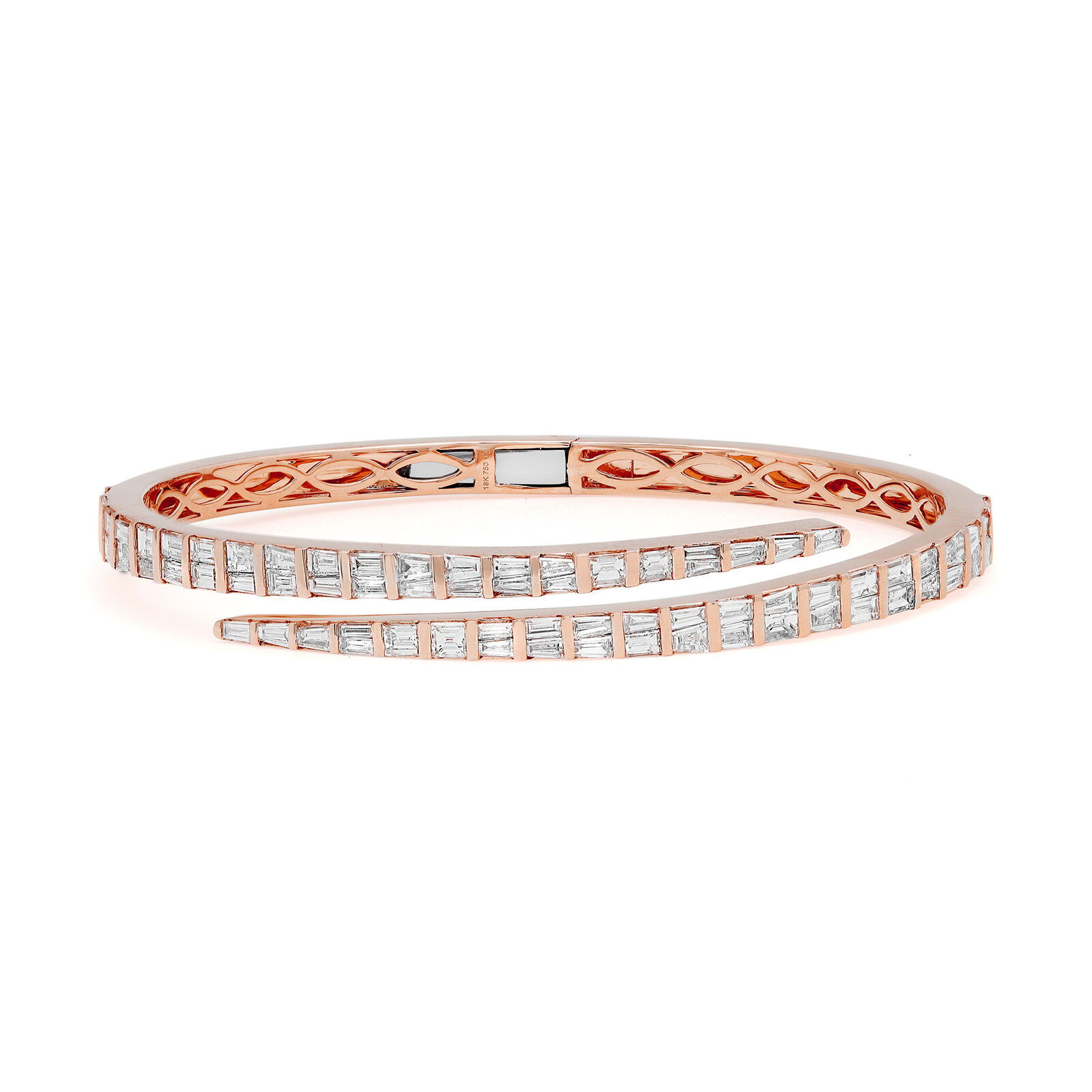 True 4.36Cttw Tapered Baguette Cut Diamond Bangle Bracelet