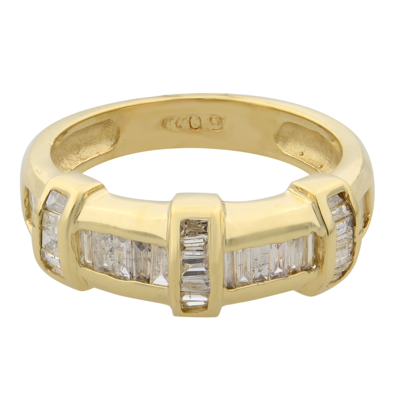 True 0.50Cttw Baguette Cut Diamond Ladies Band Ring 14K Yellow Gold Size 5.75