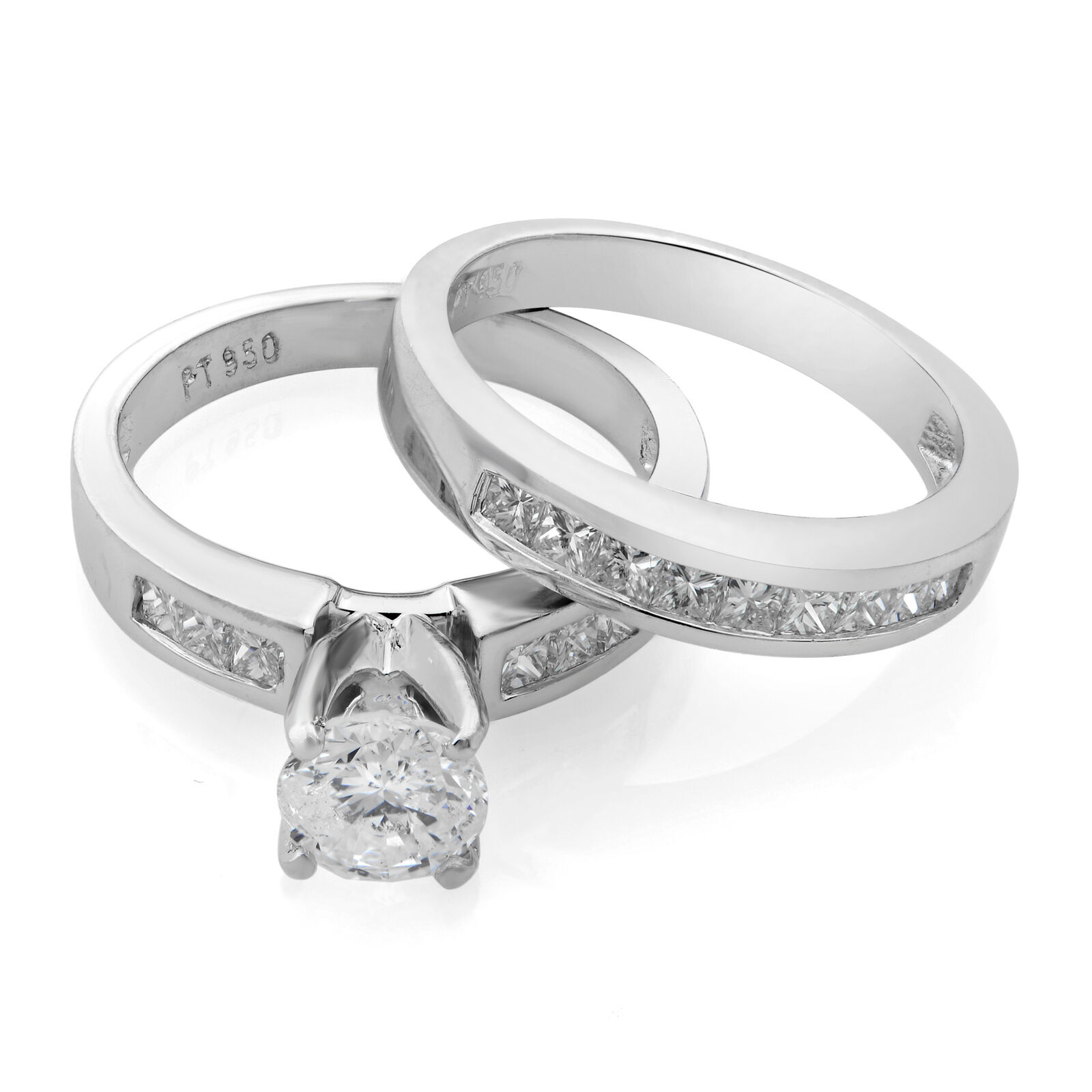 True 1.80Cttw Diamond Engagement Ring Set 14K White Gold Size 5.5