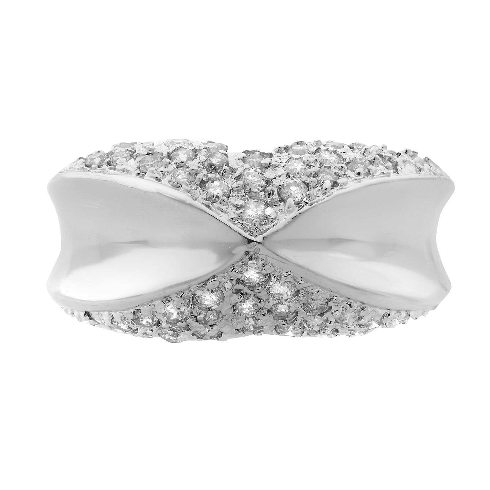 True 0.60Cttw Pave Set Round Diamond Ladies Ring 18K White Gold Size 6.5