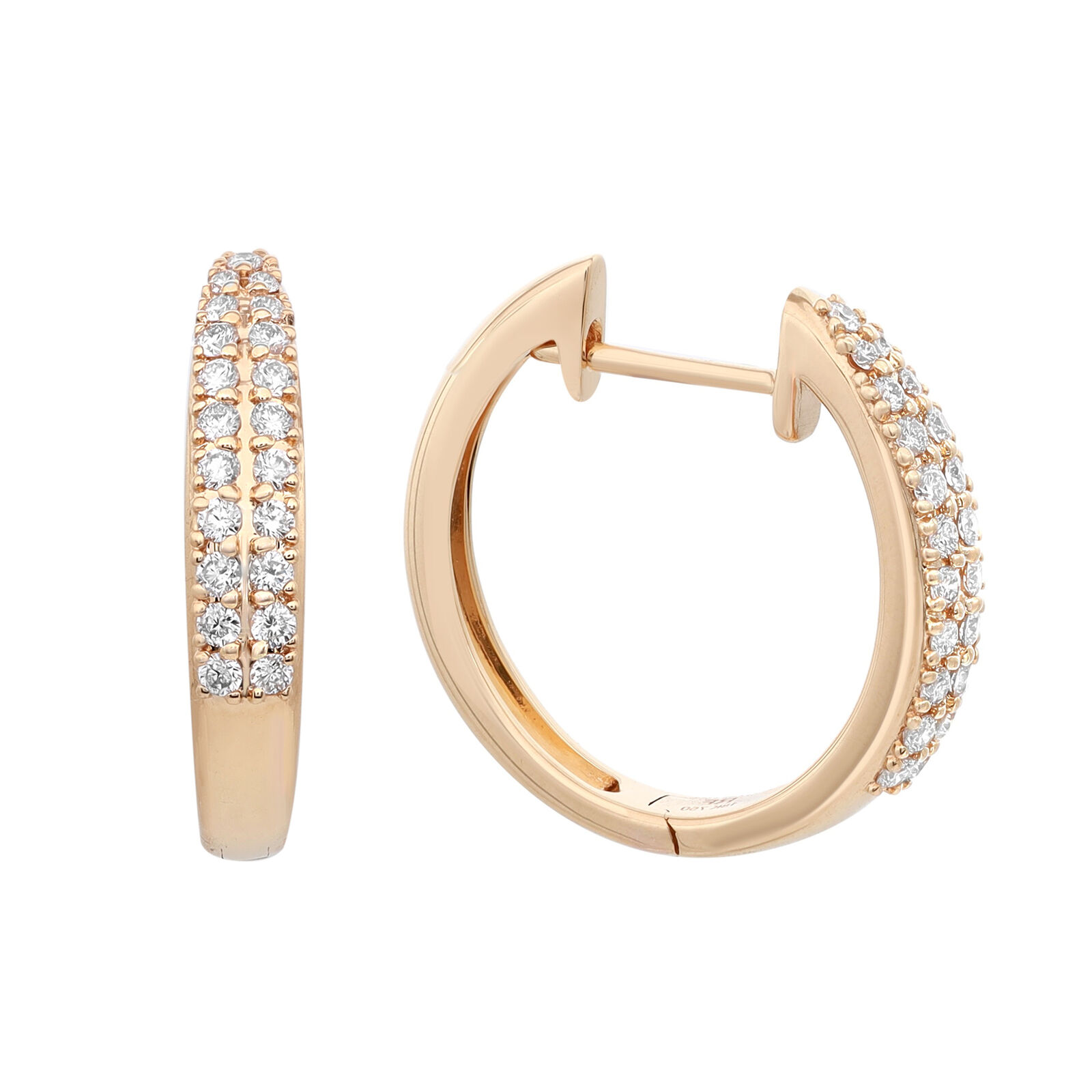True Prong Set Round Cut Diamond Huggie Earrings 18K Yellow Gold