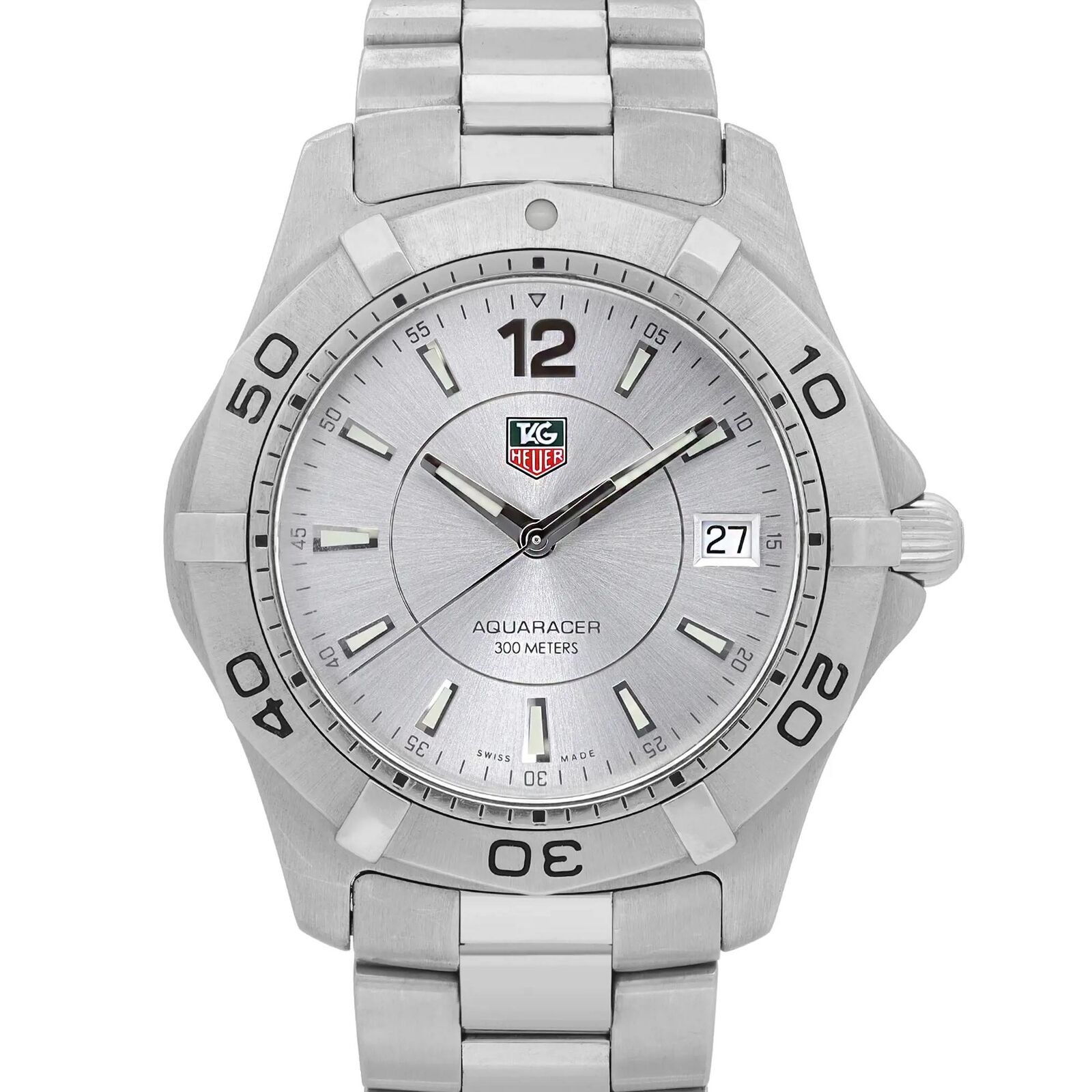 TAG Heuer Aquaracer 39mm Steel Silver Dial Quartz Mens Watch