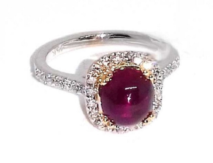 14K White Gold 2.30ct Ruby  0.40ct Diamonds Ring Size 7.5