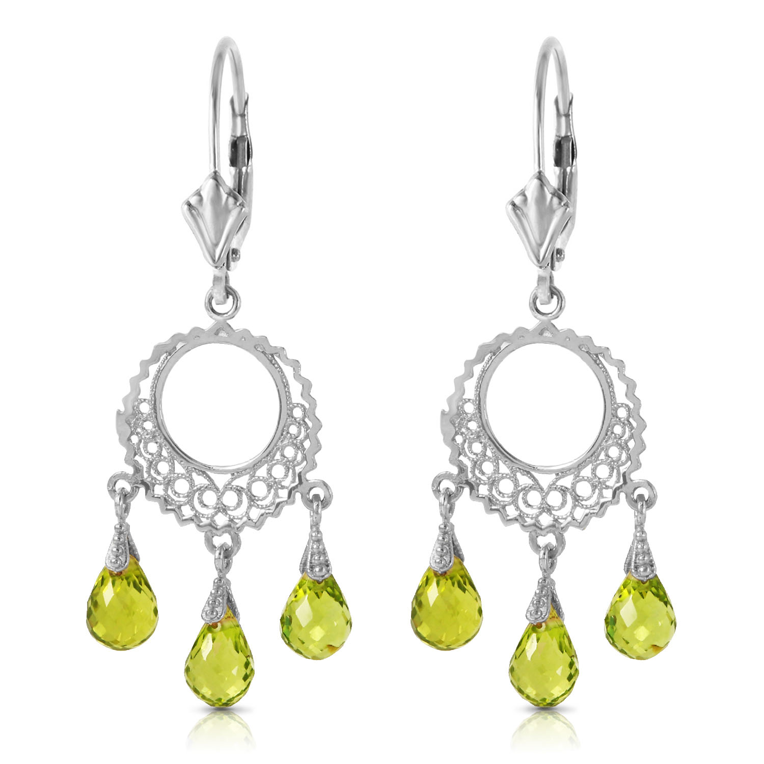 3.75 CTW 14K Solid White Gold Not Single Anymore Peridot Earrings