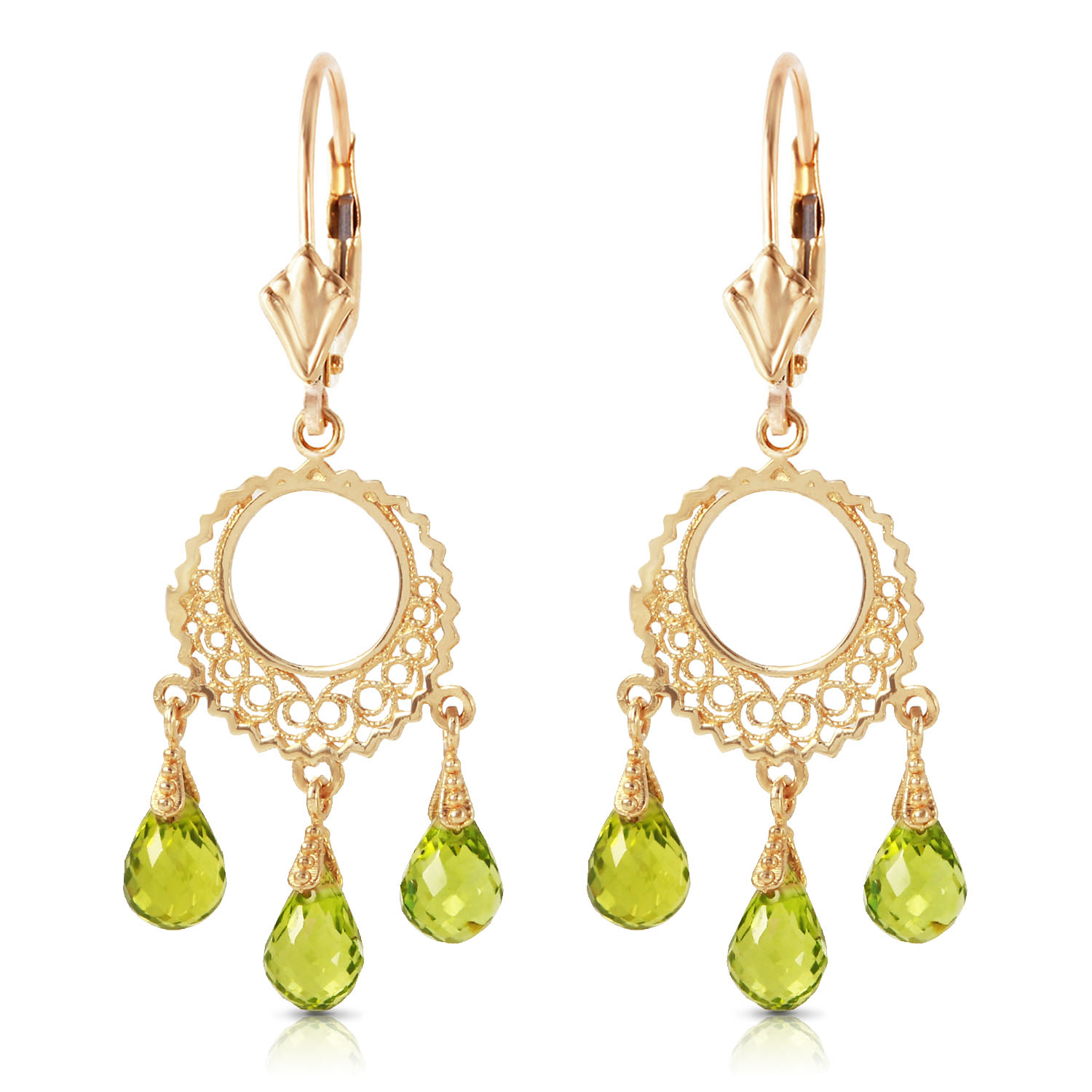 3.75 CTW 14K Solid Gold Funfare Peridot Earrings