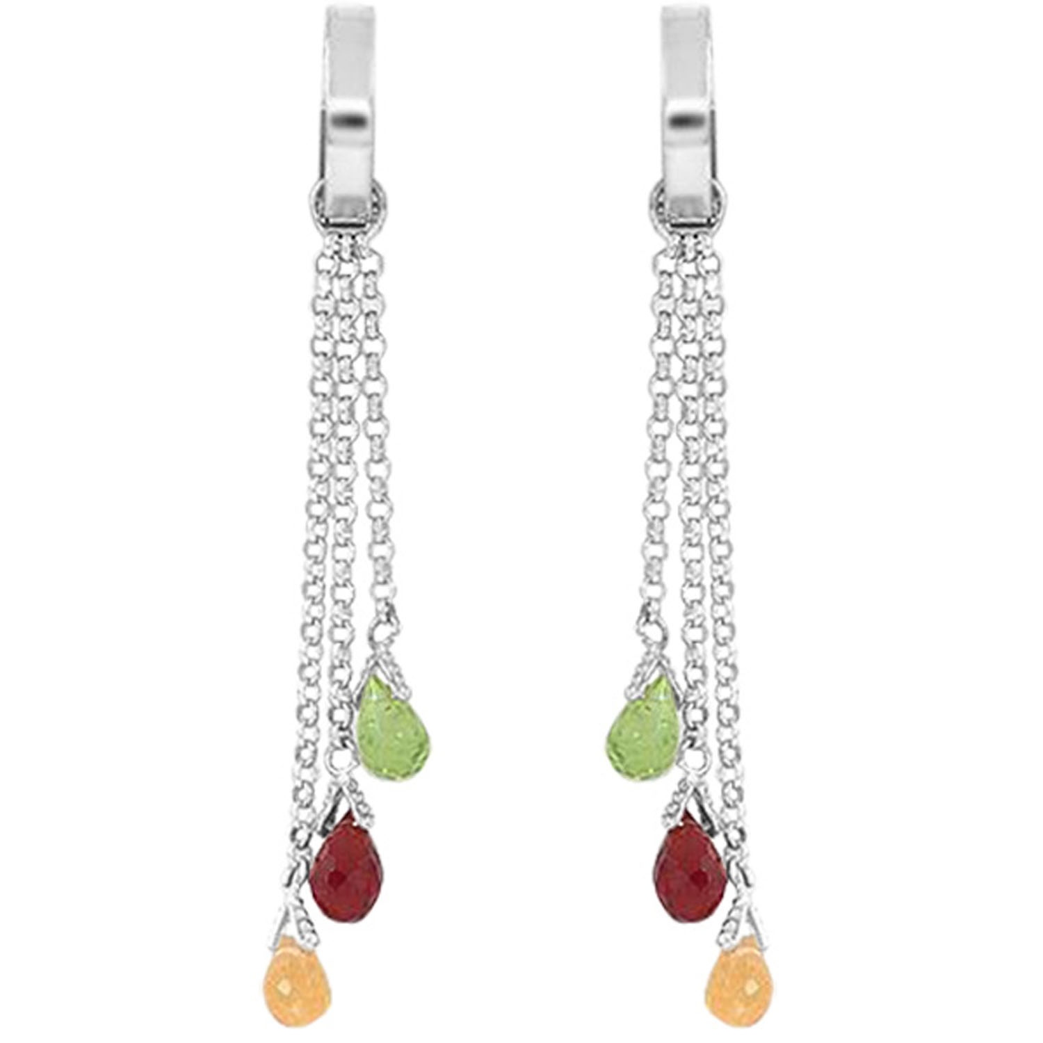4.9 CTW 14K Solid White Gold Chandelier Earrings Multi Gemstones