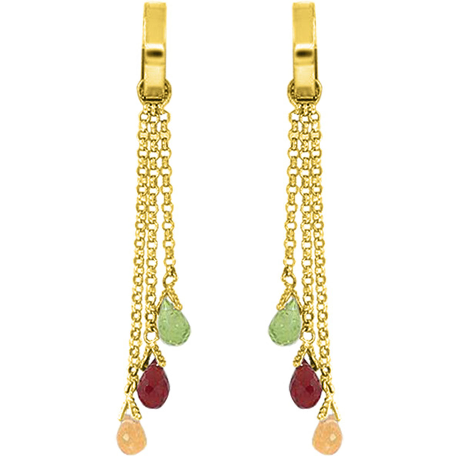 4.9 CTW 14K Solid Gold Chandelier Earrings Multi Gemstones