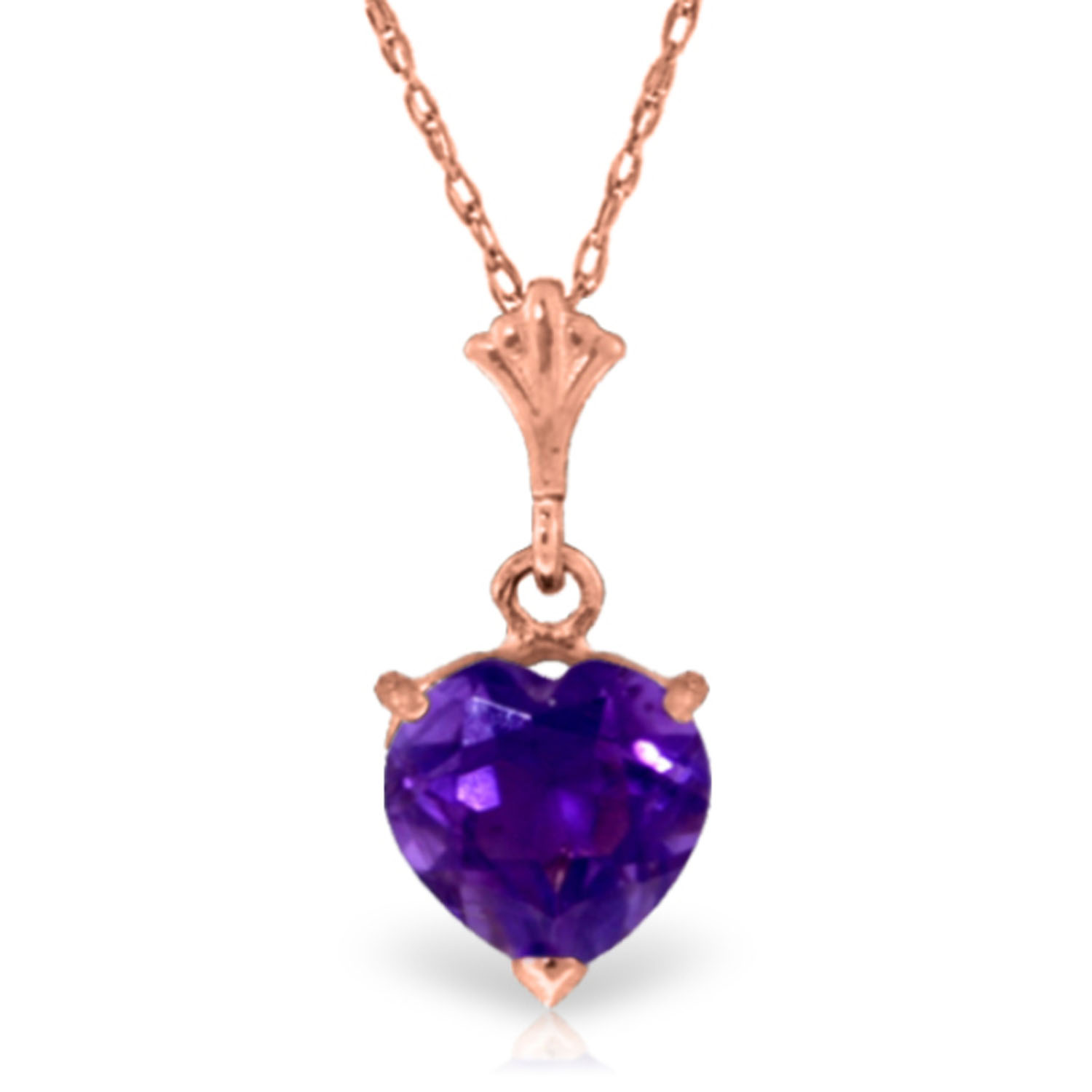 1.15 CTW 14K Solid Rose Gold Necklace Natural Purple Amethyst