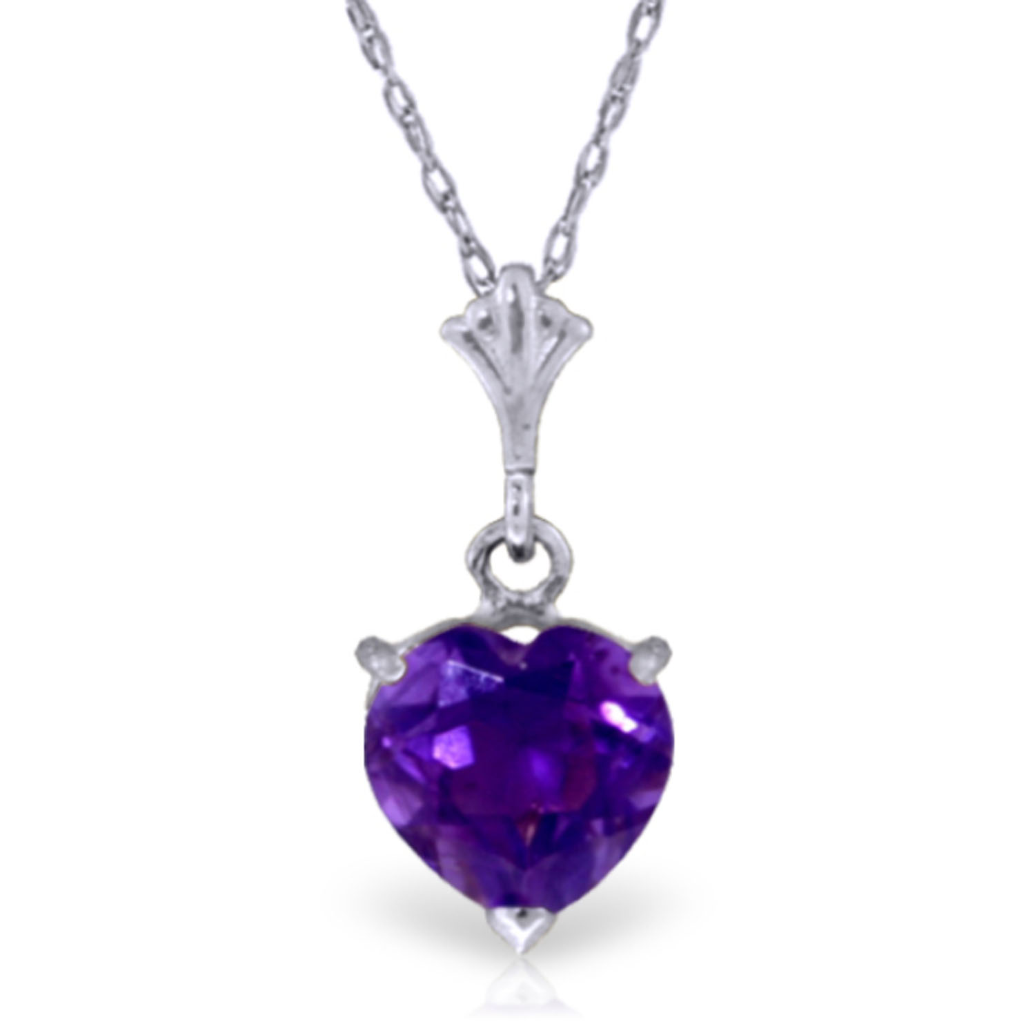 1.15 CTW 14K Solid White Gold Necklace Natural Purple Amethyst