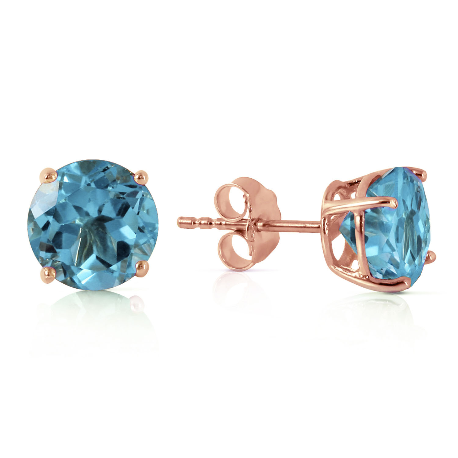3.1 CTW 14K Solid Rose Gold Anna Blue Topaz Stud Earrings