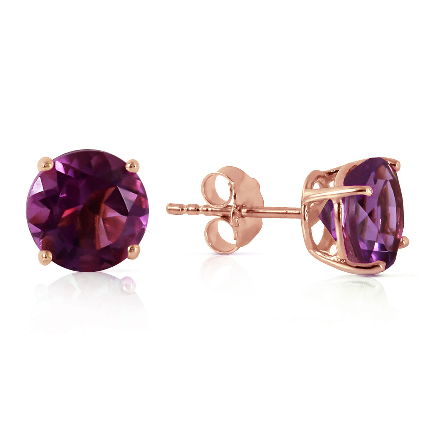 3.1 CTW 14K Solid Rose Gold Anna Amethyst Stud Earrings
