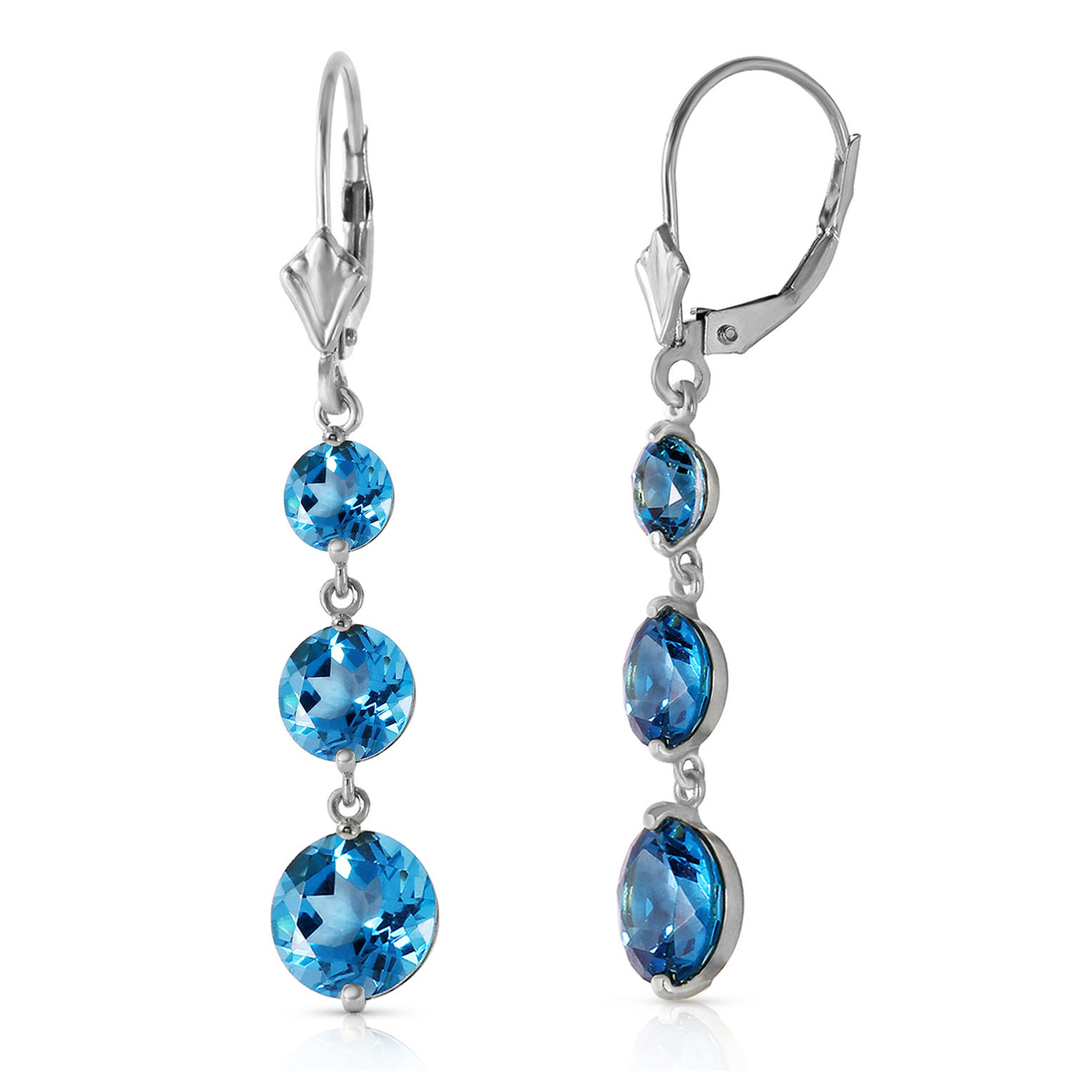 7.2 CTW 14K Solid White Gold Room In My Heart Blue Topaz Earrings