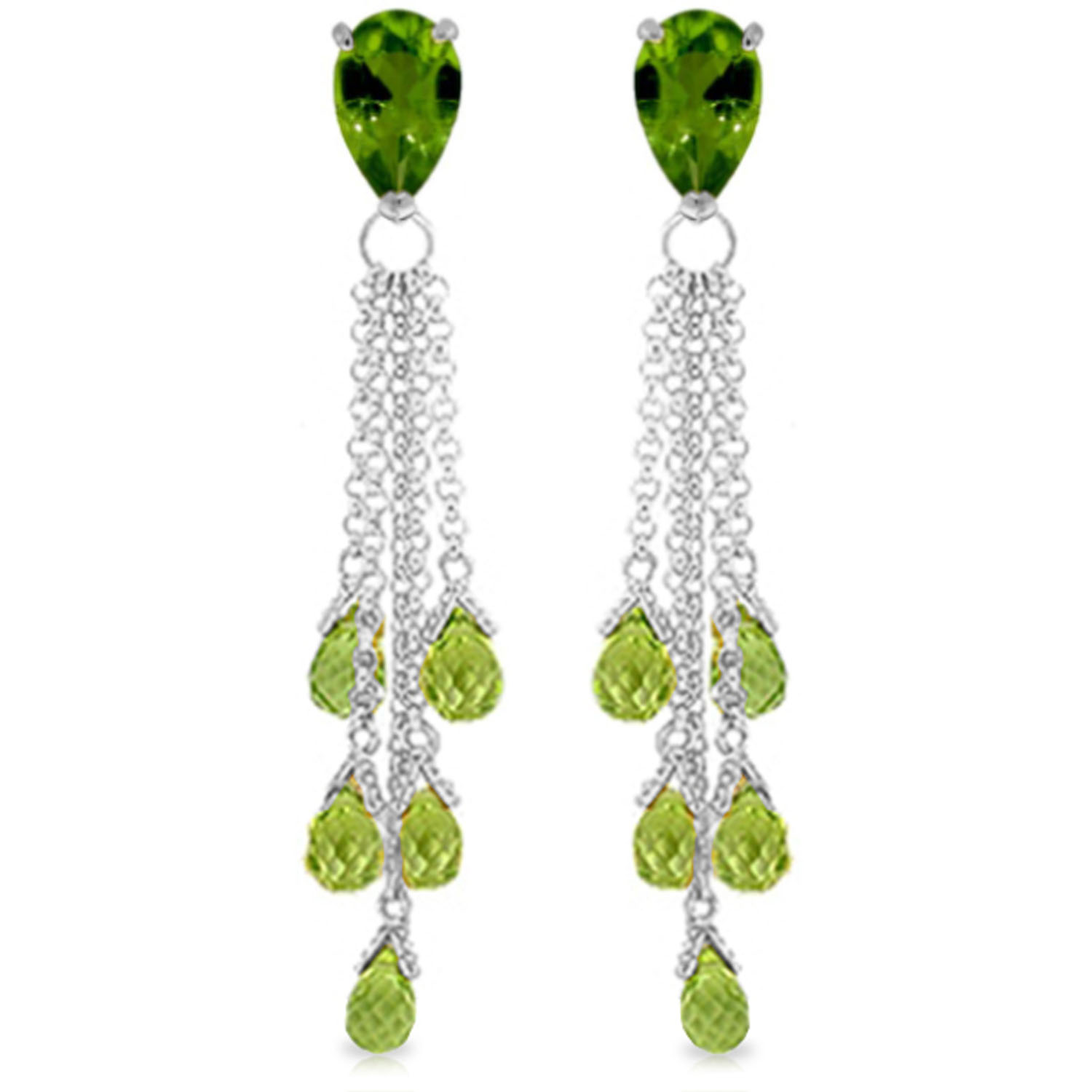 15.5 CTW 14K Solid White Gold Serendipity Peridot Earrings
