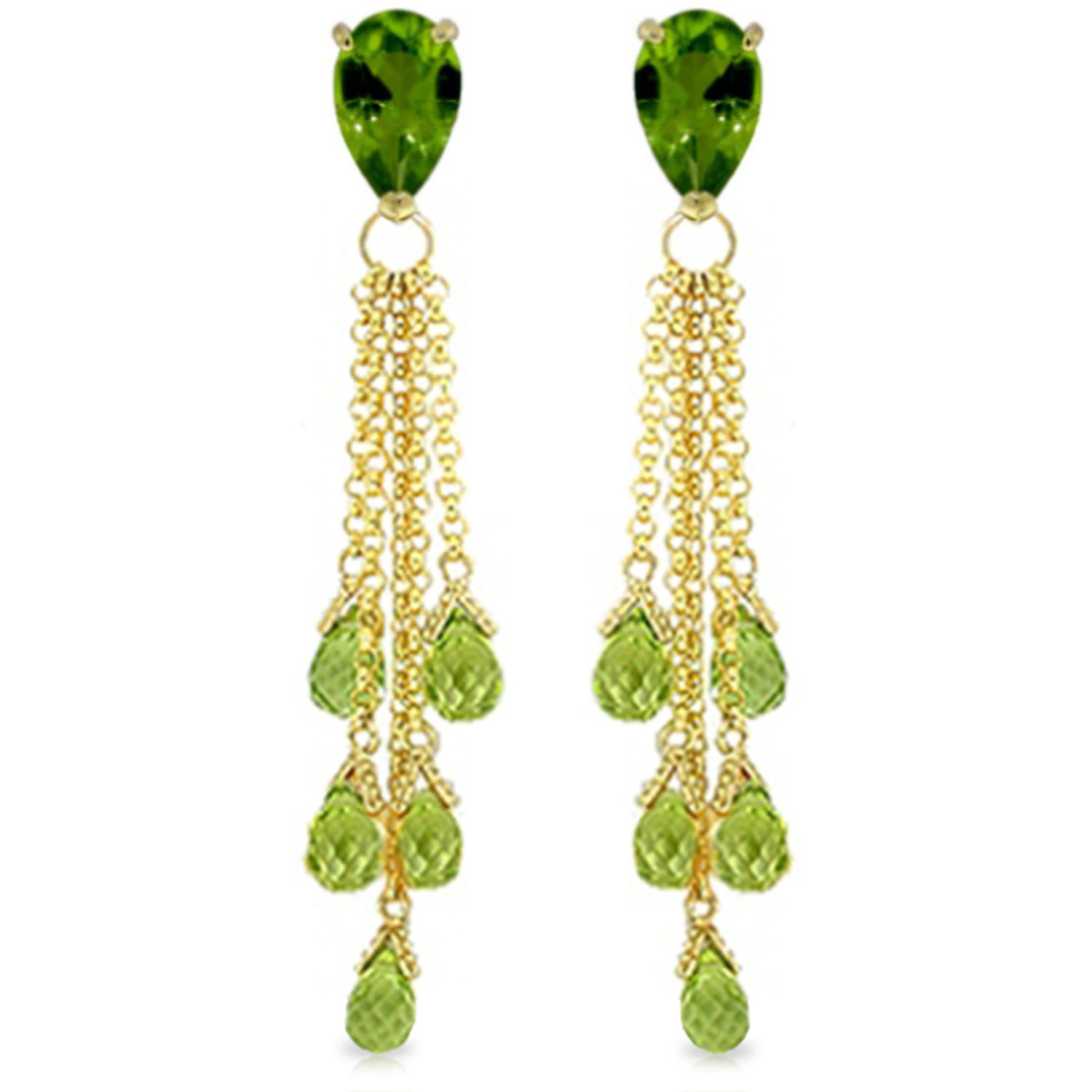15.5 CTW 14K Solid Gold Playful Peridot Earrings