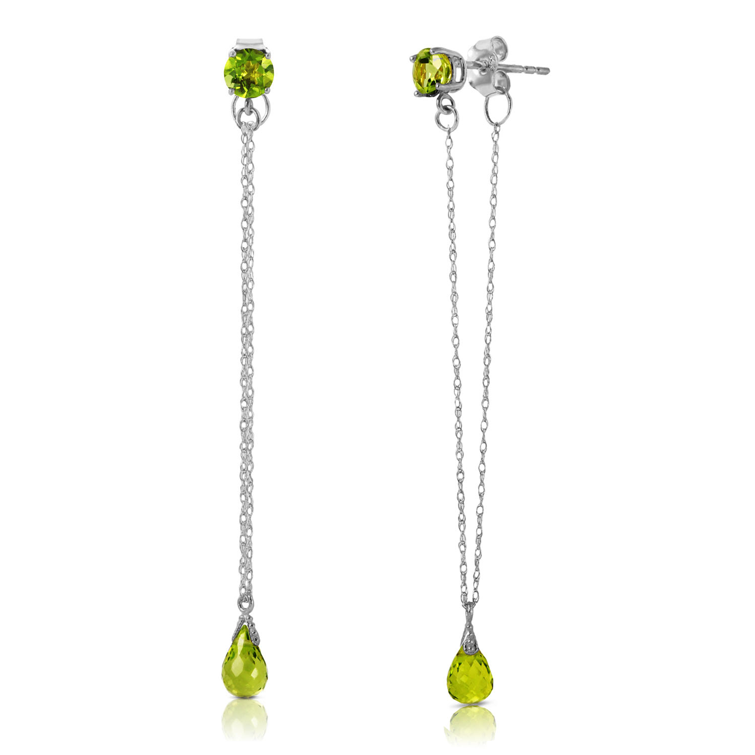 3.15 CTW 14K Solid White Gold Chandelier Earrings Natural Peridot