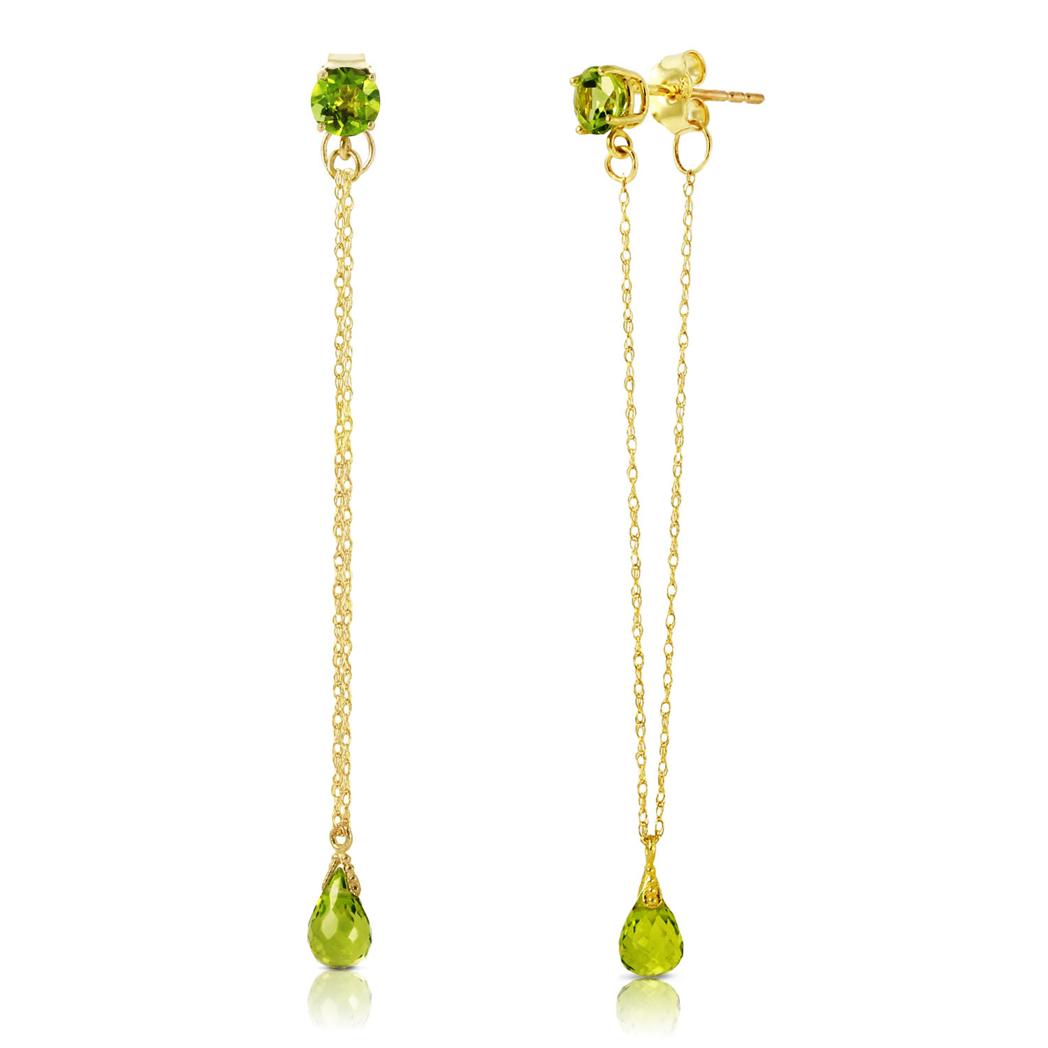 3.15 CTW 14K Solid Gold Chandelier Earrings Natural Peridot