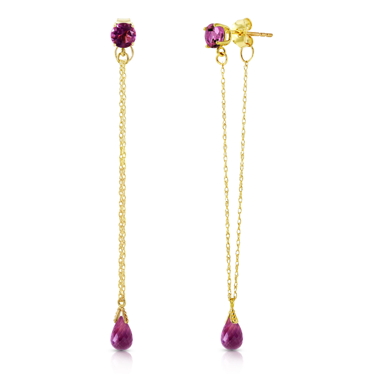 3.15 CTW 14K Solid Gold Chandelier Earrings Natural Amethyst