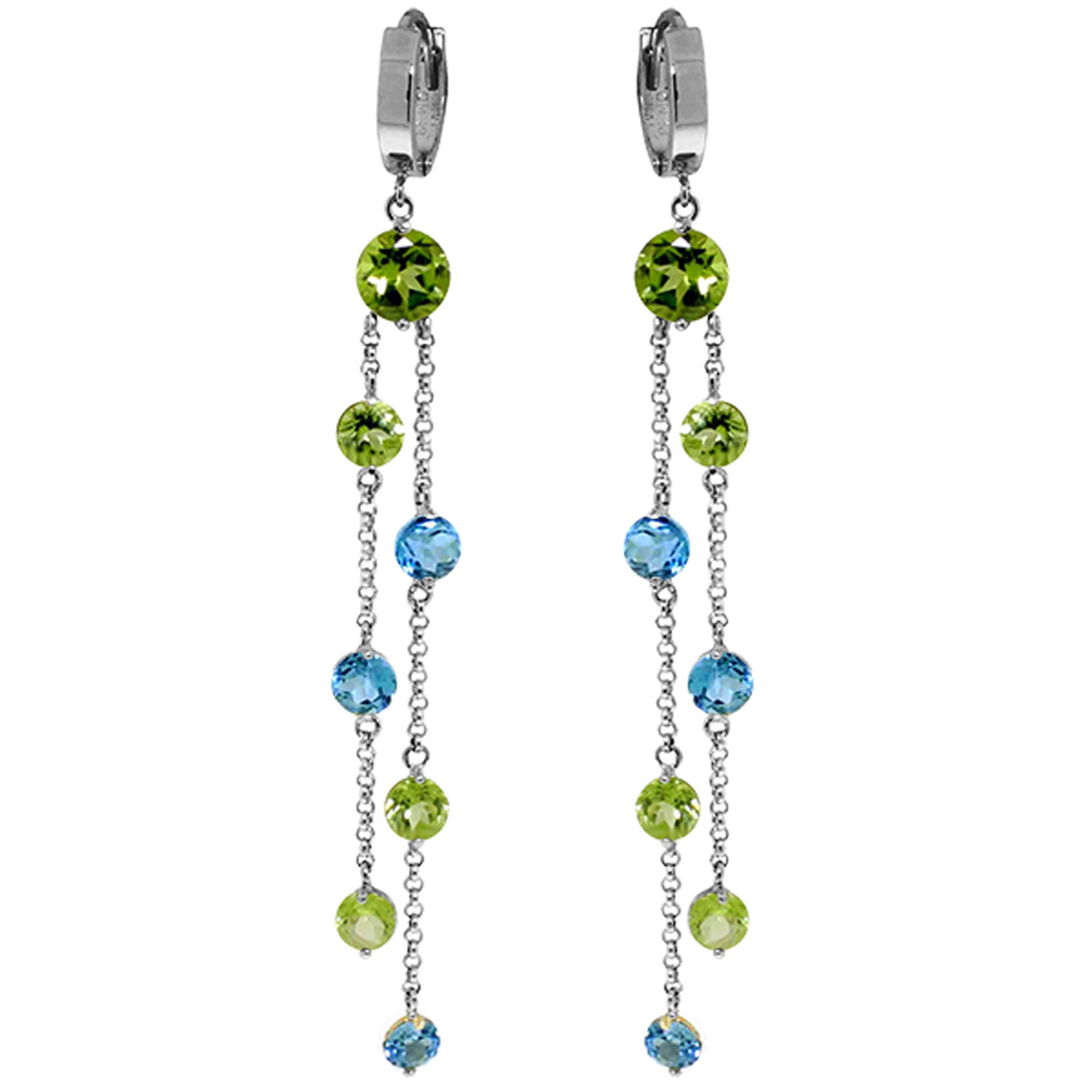 8.99 CTW 14K Solid White Gold Chandelier Earrings Peridot Blue Topaz