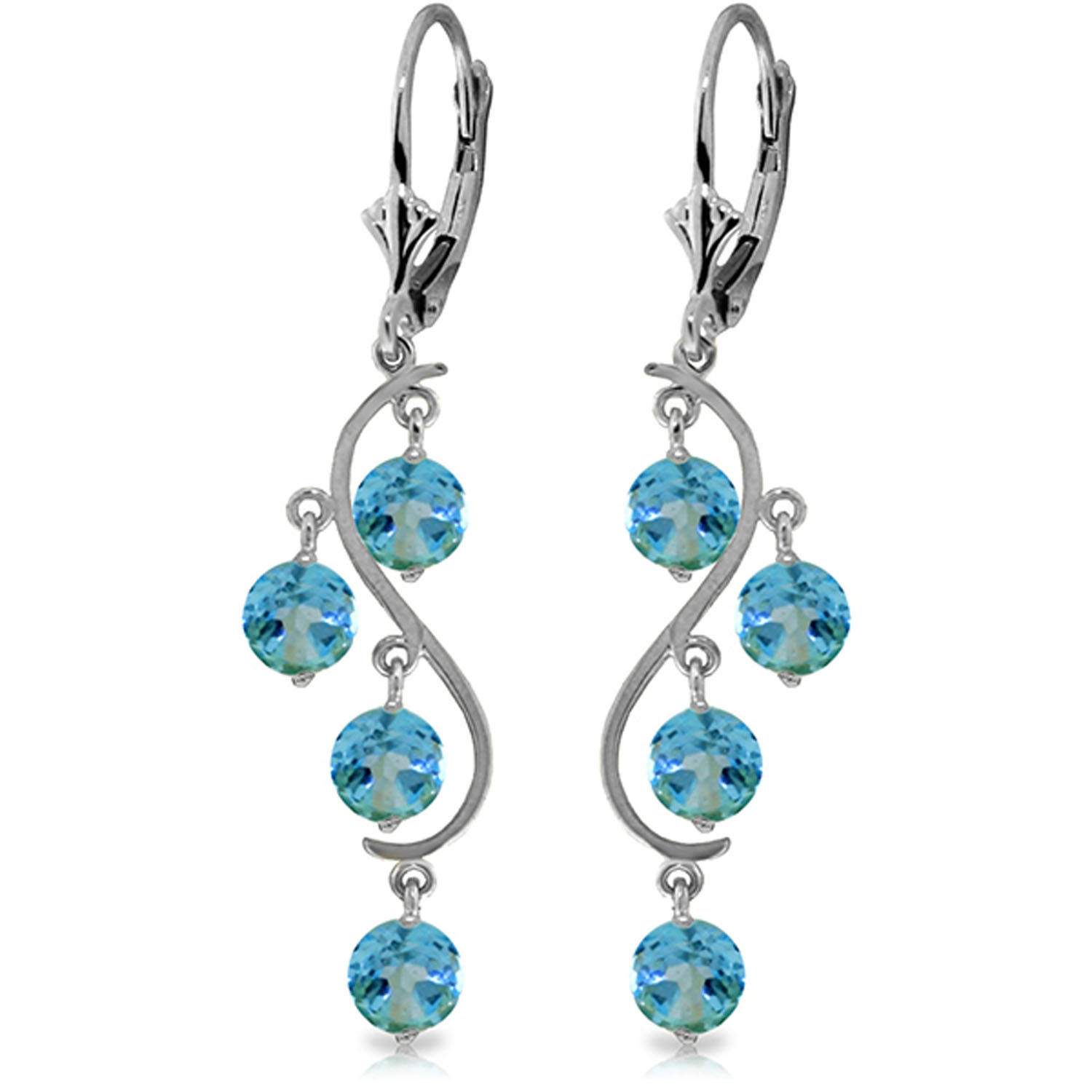 4.95 CTW 14K Solid Gold Spring Year Round Blue Topaz Earrings