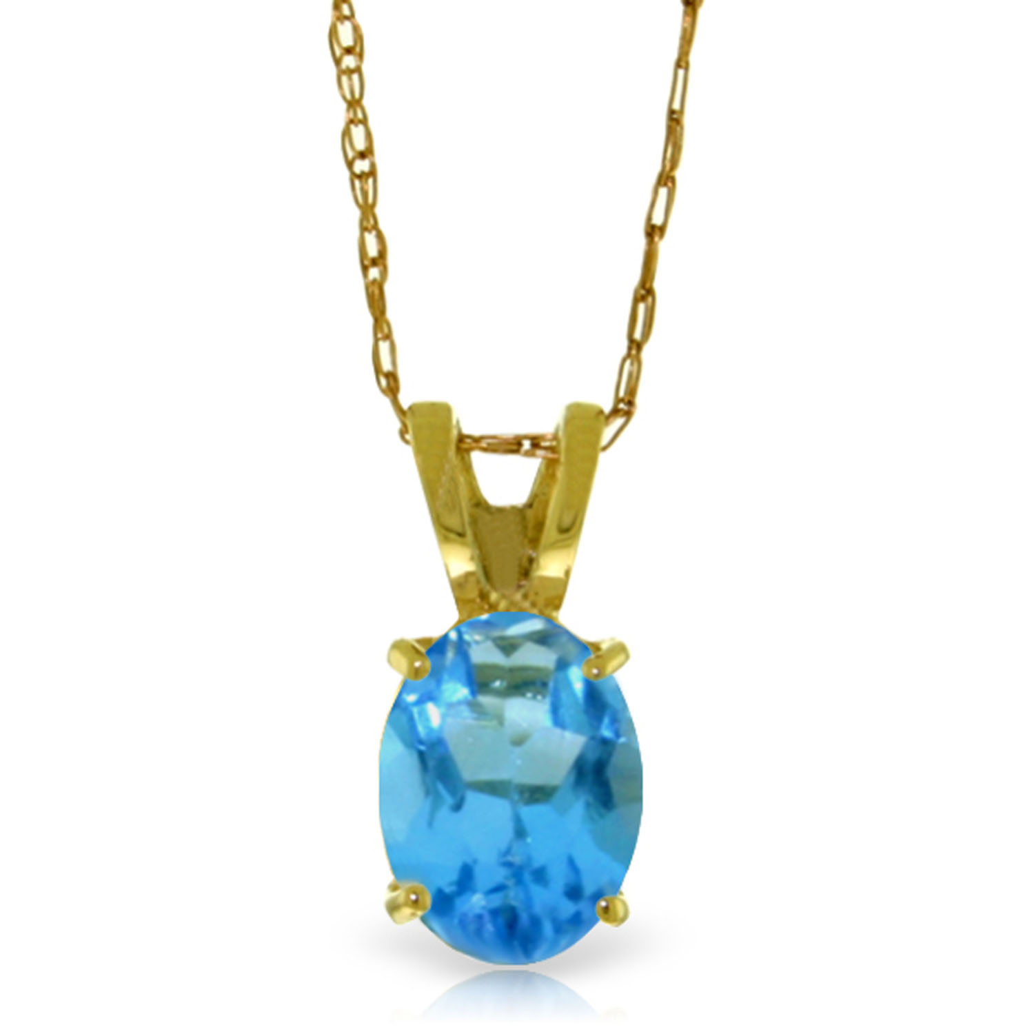 0.85 CTW 14K Solid Gold Sheltering Sky Blue Topaz Necklace