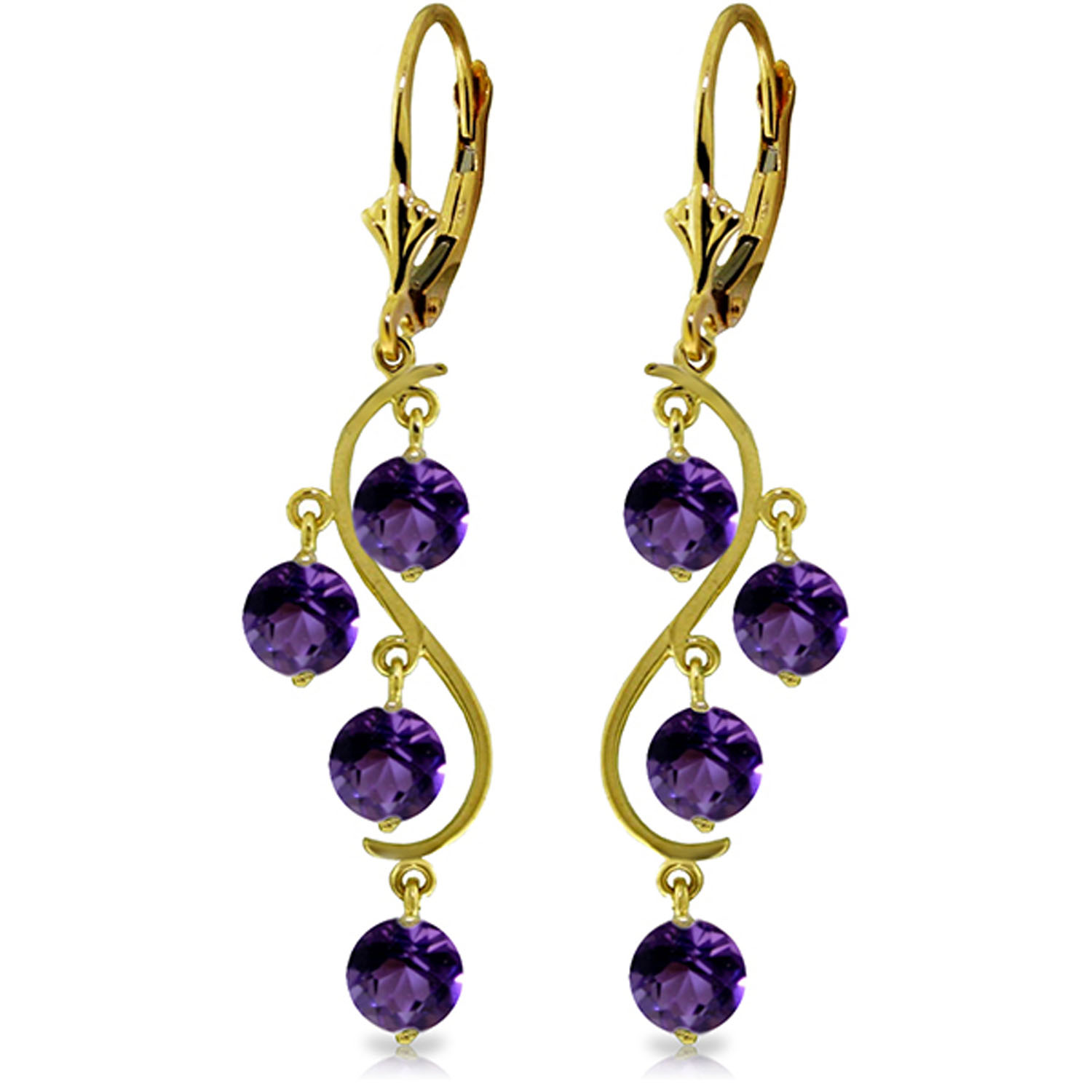 4.95 CTW 14K Solid Gold Grape Amethyst Earrings