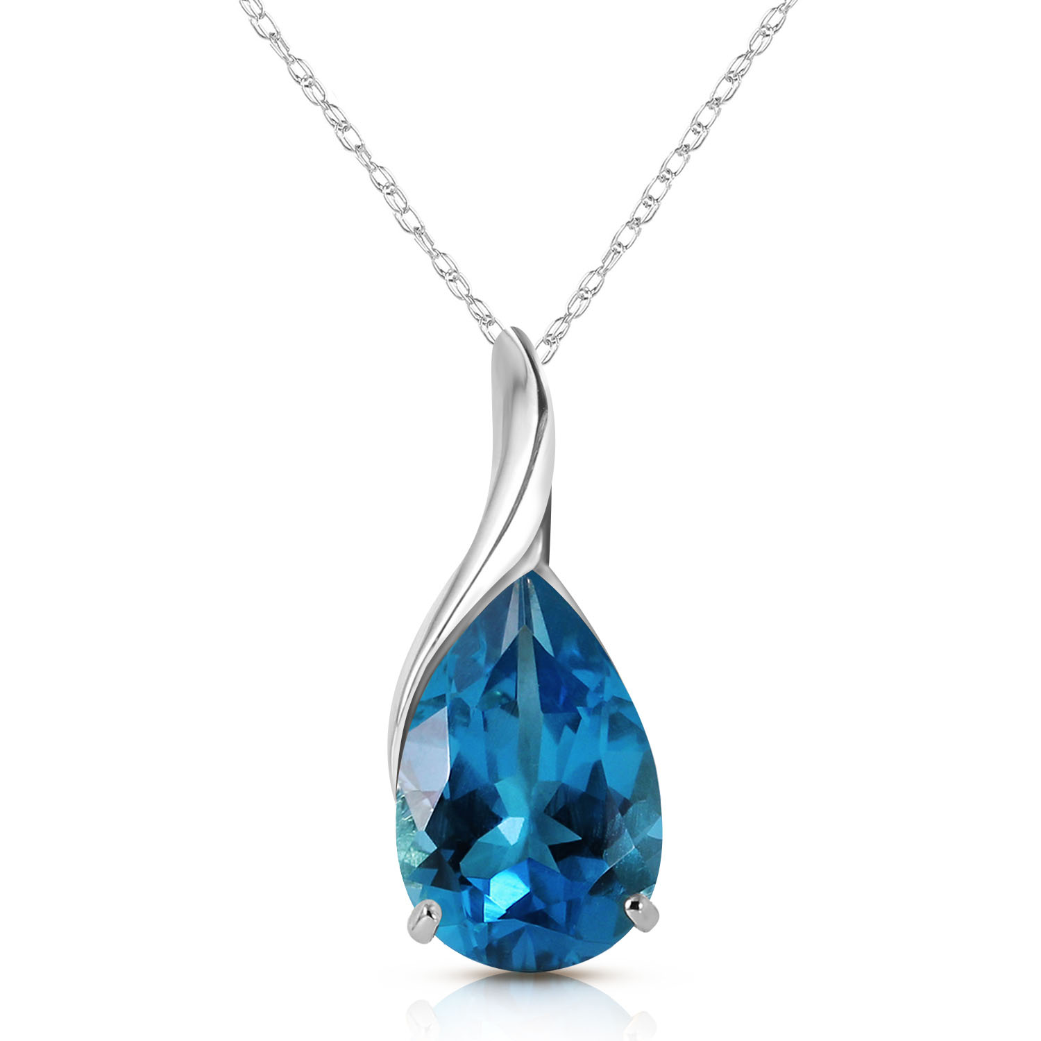 4.7 CTW 14K Solid White Gold Life Is Eventful Blue Topaz Necklace